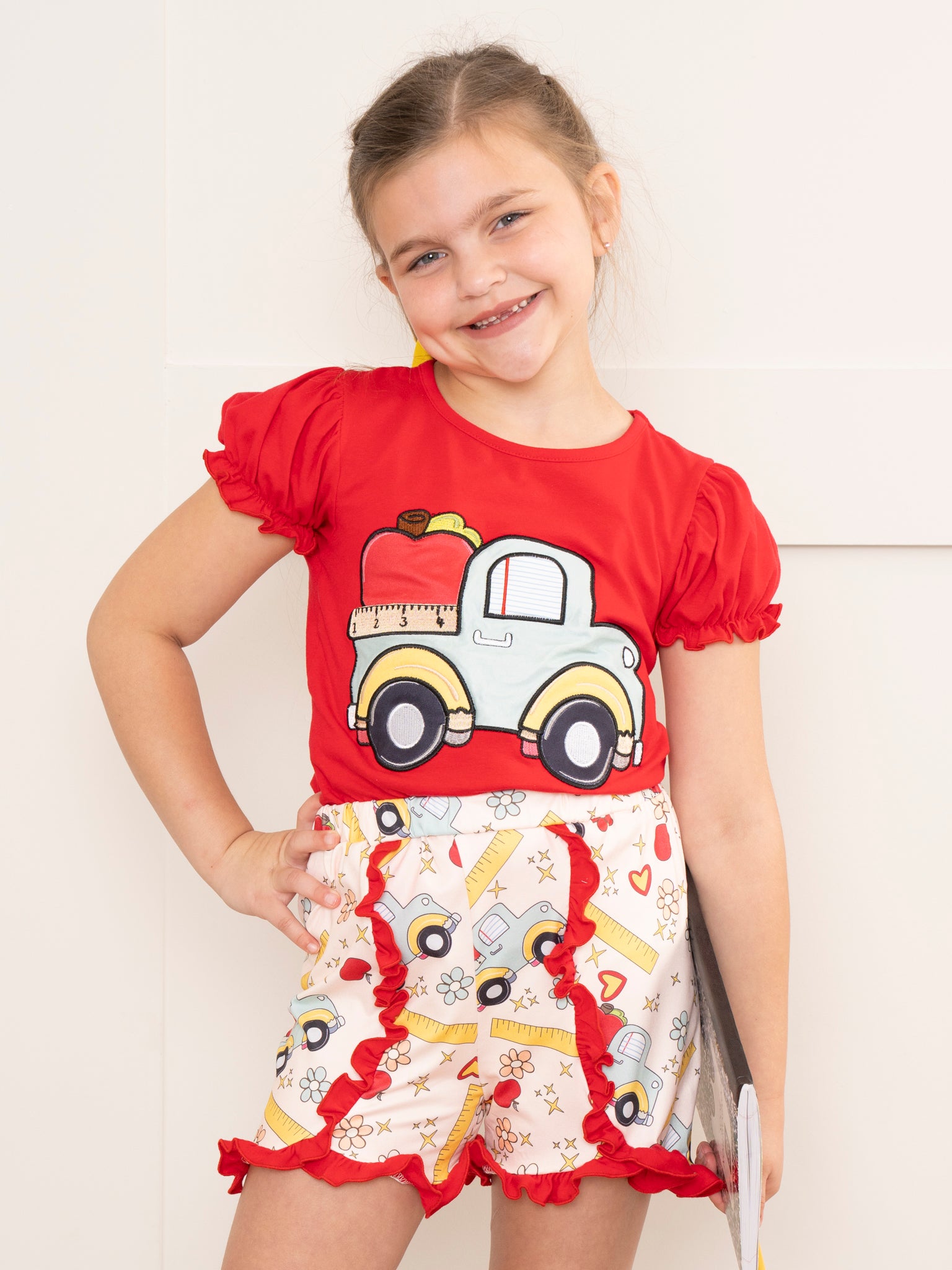 Red Apple Truck Ruffle Outfit - Marie Nicole Clothing