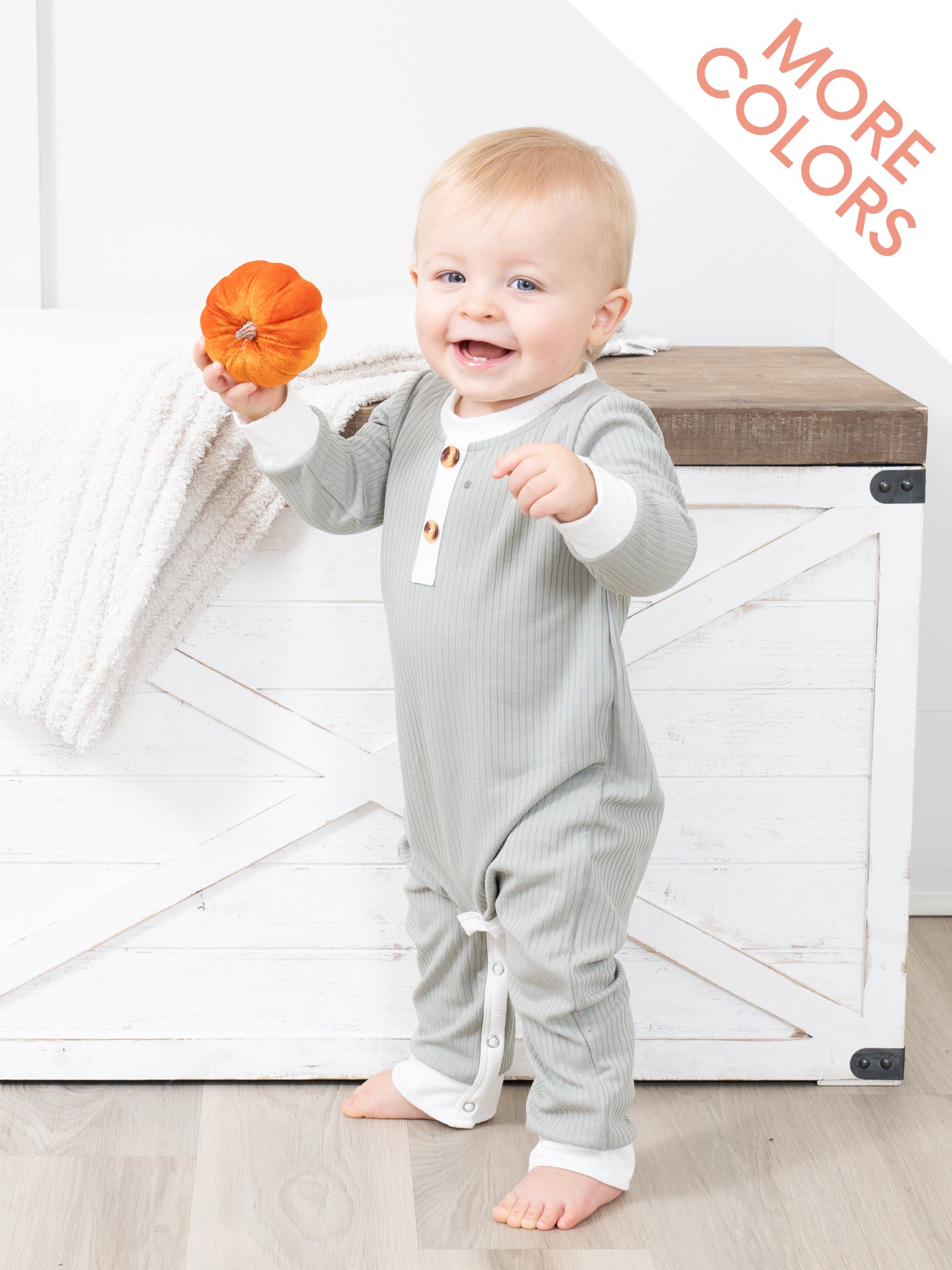 Long Sleeve Fall Ribbed Romper - Marie Nicole Clothing