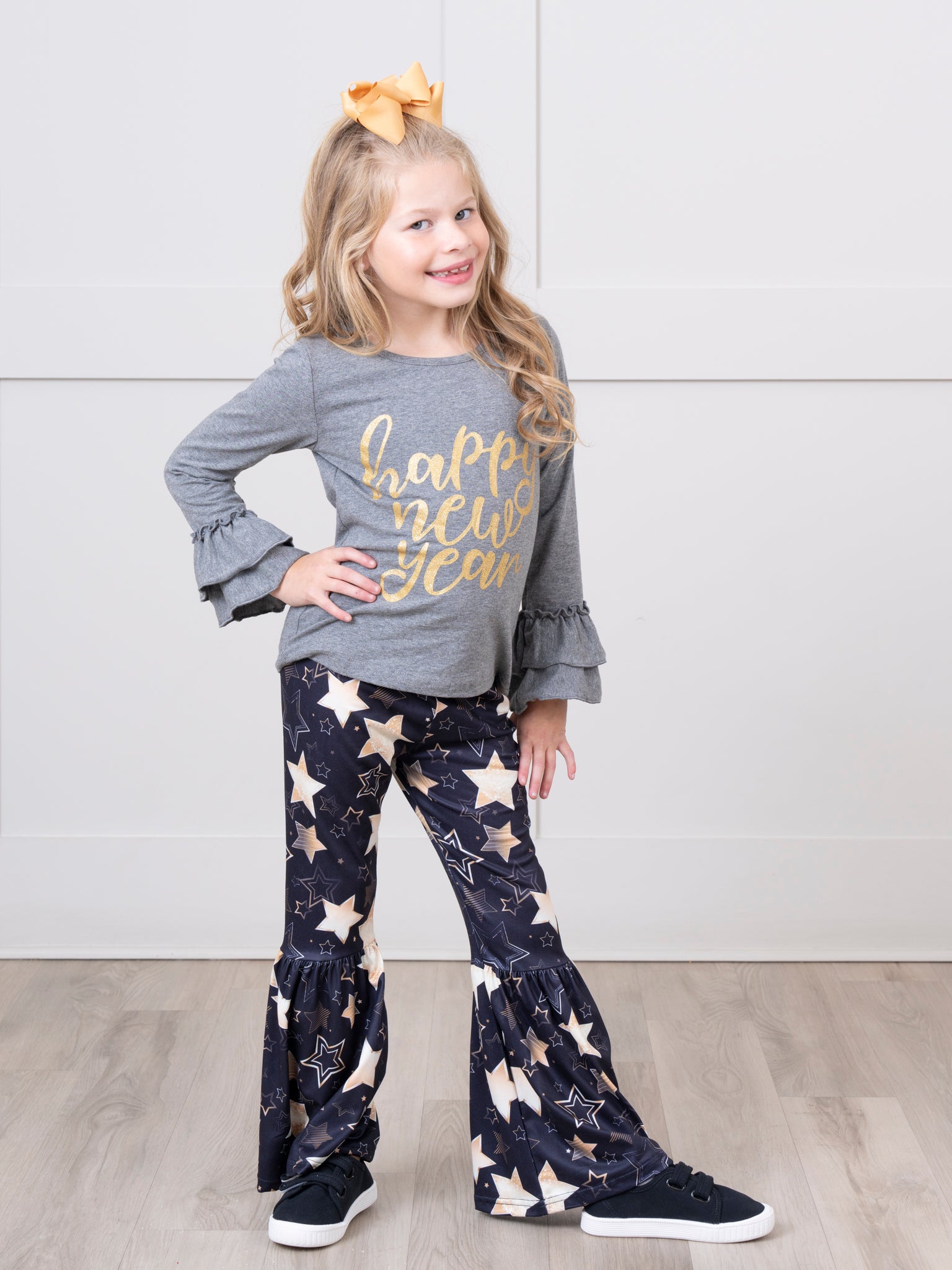 Gold Stars New Year Bell Bottom Outfit - Marie Nicole Clothing