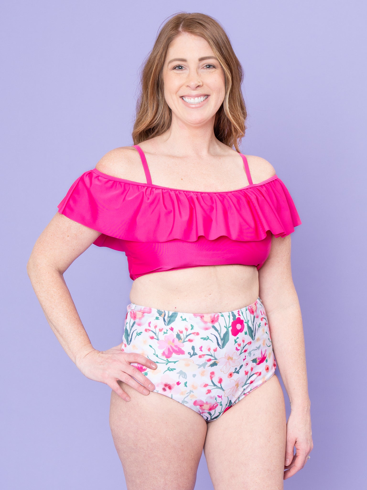 Mom & Me Bloom Flutter Off - Shoulder Ruffle Swimsuit - Marie Nicole Clothing