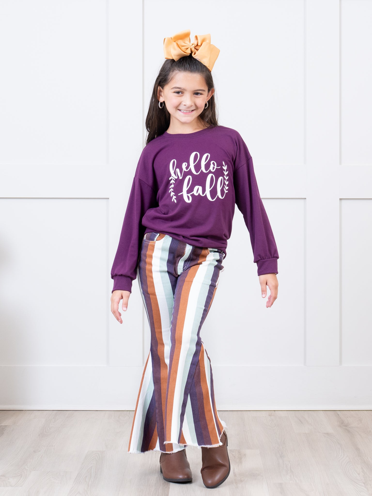 Mom & Me "Hello Fall" Plum Crewneck - Marie Nicole Clothing