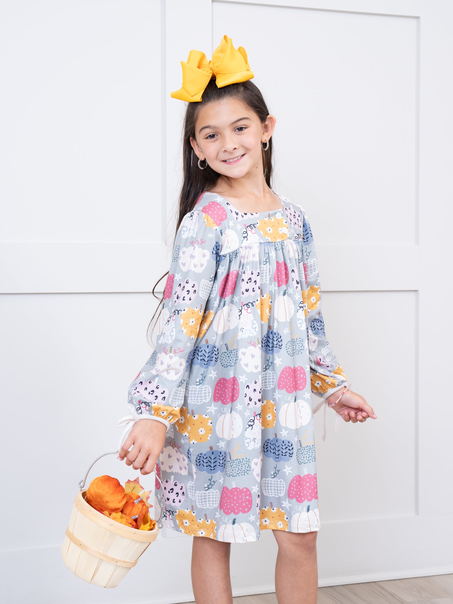 Sage Pumpkin Doodle Dress - Marie Nicole Clothing