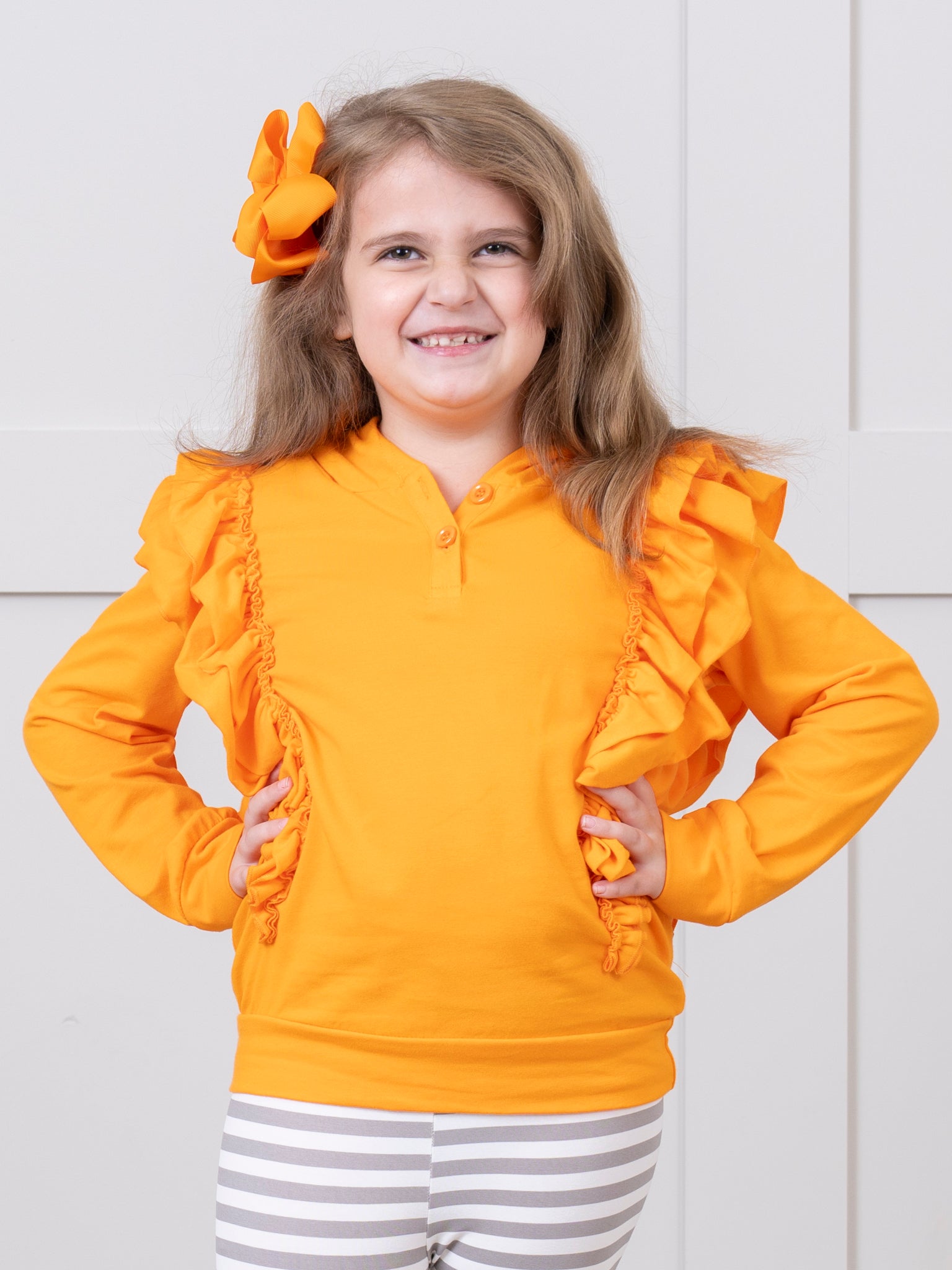 Ruffle Hoodie Top - Marie Nicole Clothing