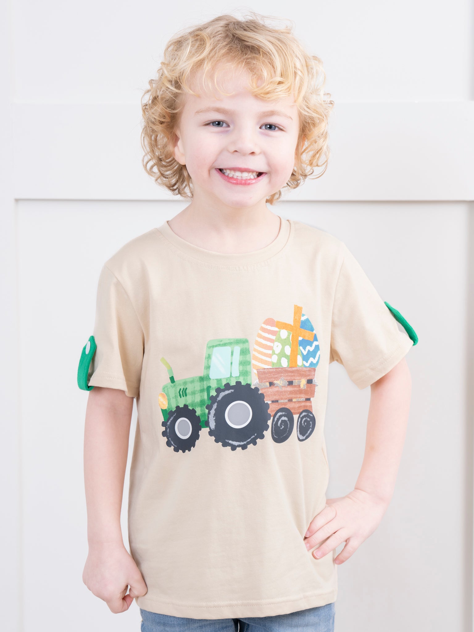 Tan Easter Tractor Shirt - Marie Nicole Clothing