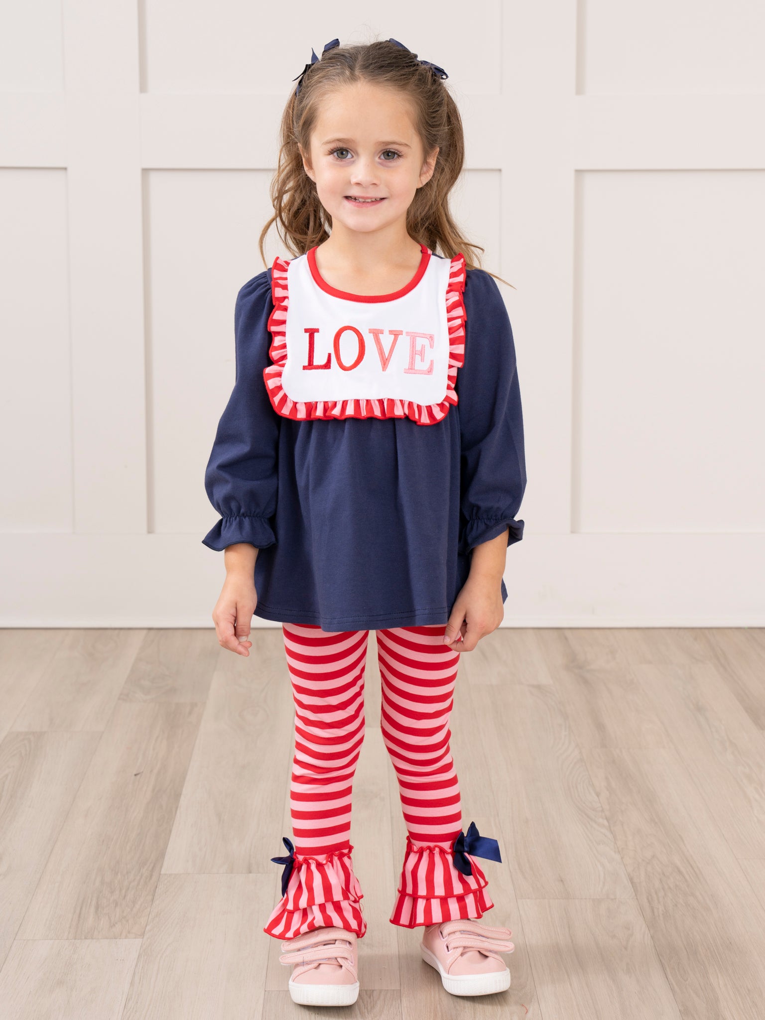 Navy & Red Love Ruffle Outfit - Marie Nicole Clothing