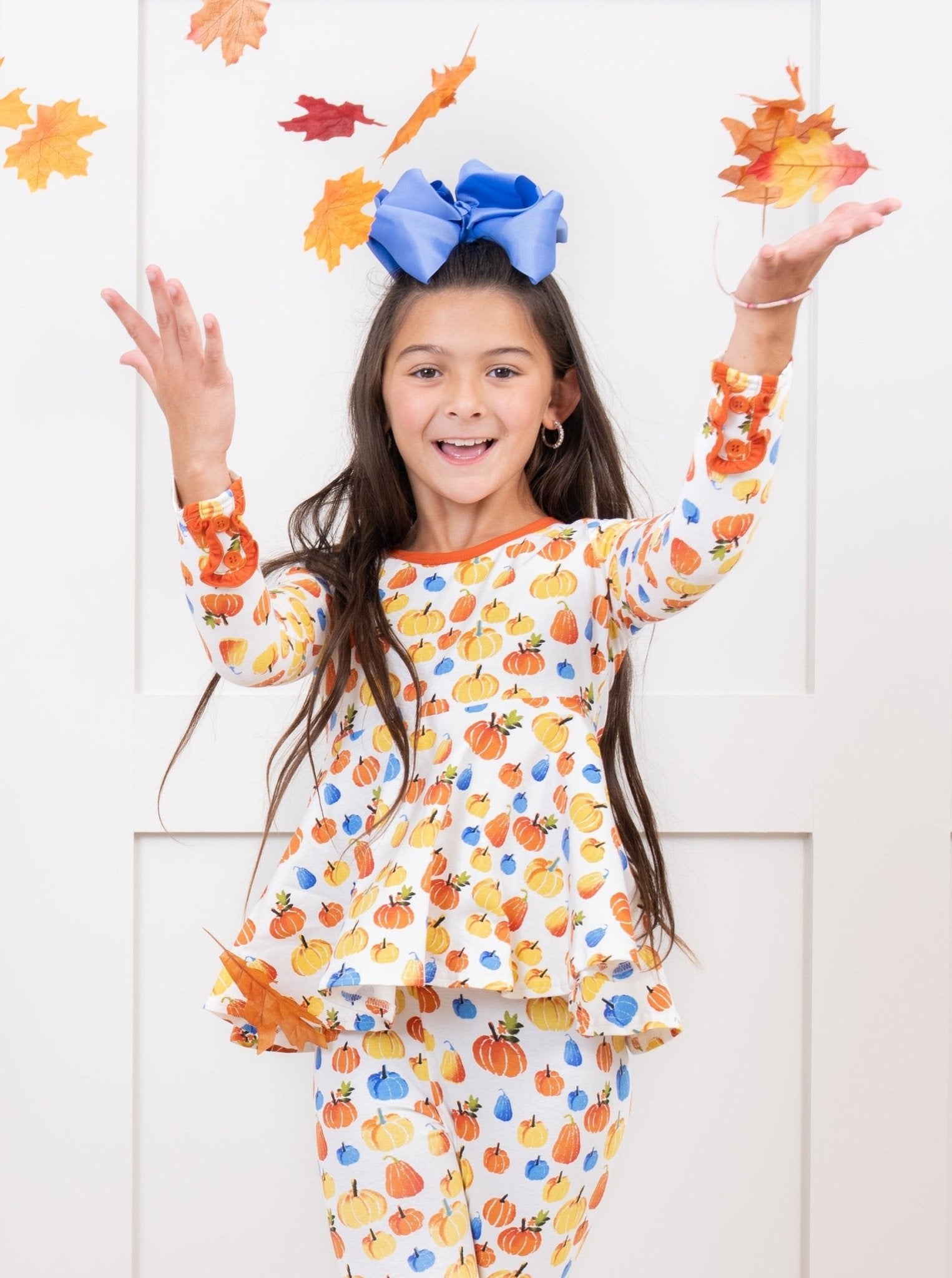 Party Pumpkins Bow Back Ruffle Top - Marie Nicole Clothing