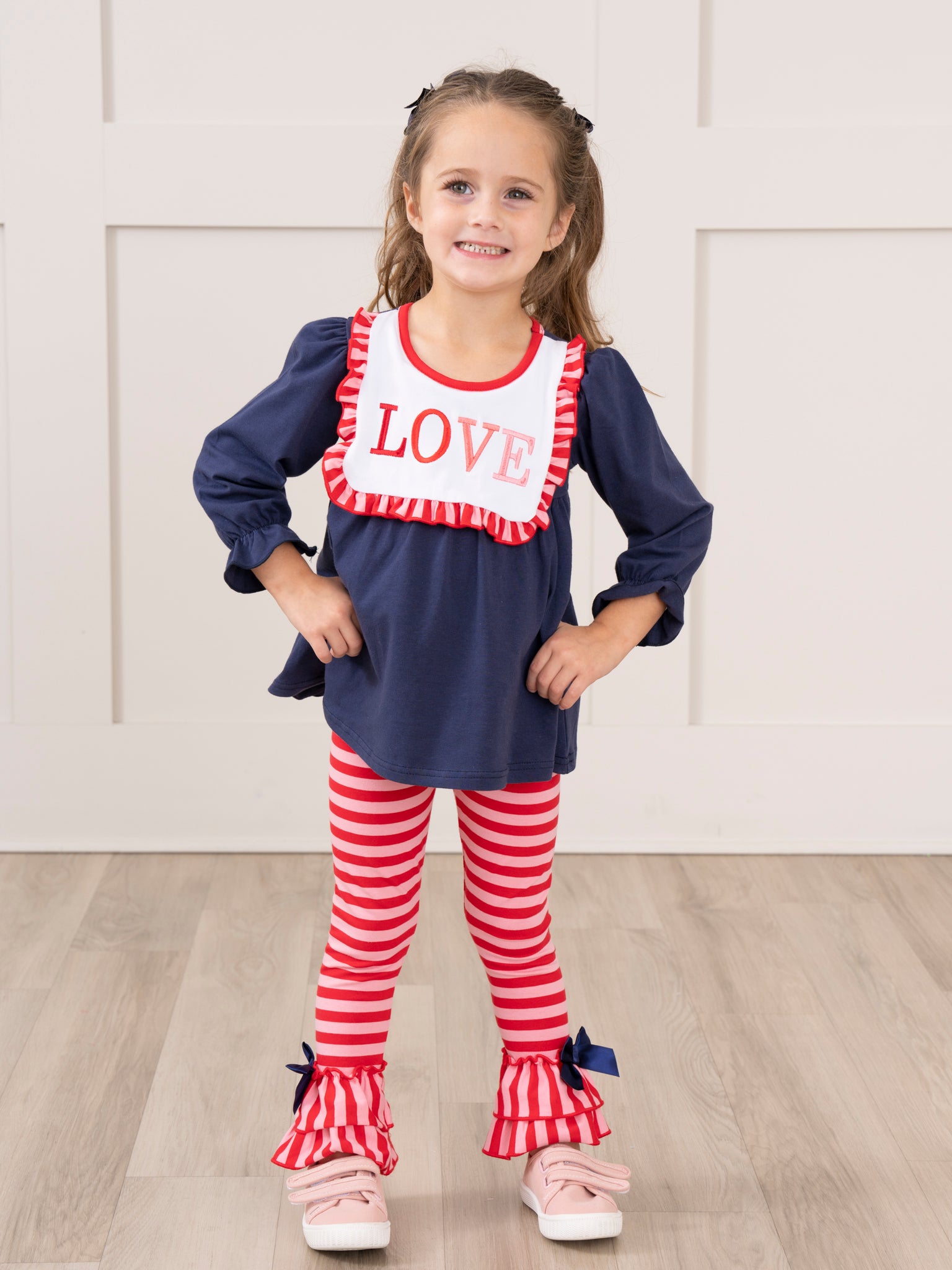 Navy & Red Love Ruffle Outfit - Marie Nicole Clothing
