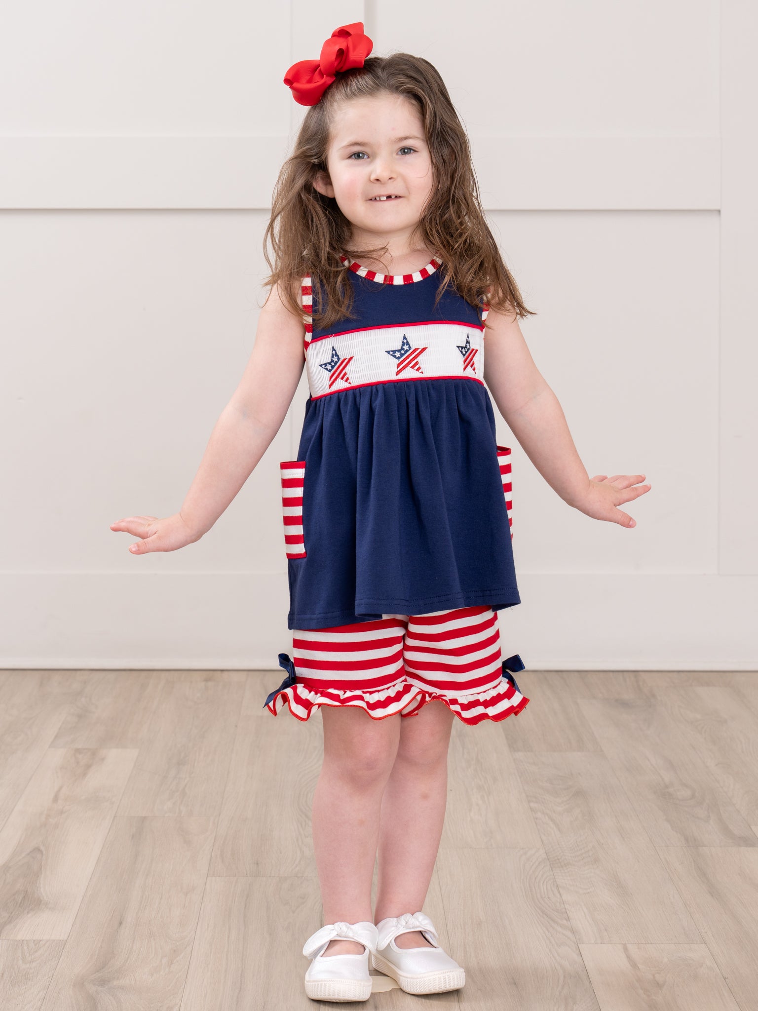 American Stars Smocked Cotton Ruffle Outfit - Marie Nicole Clothing