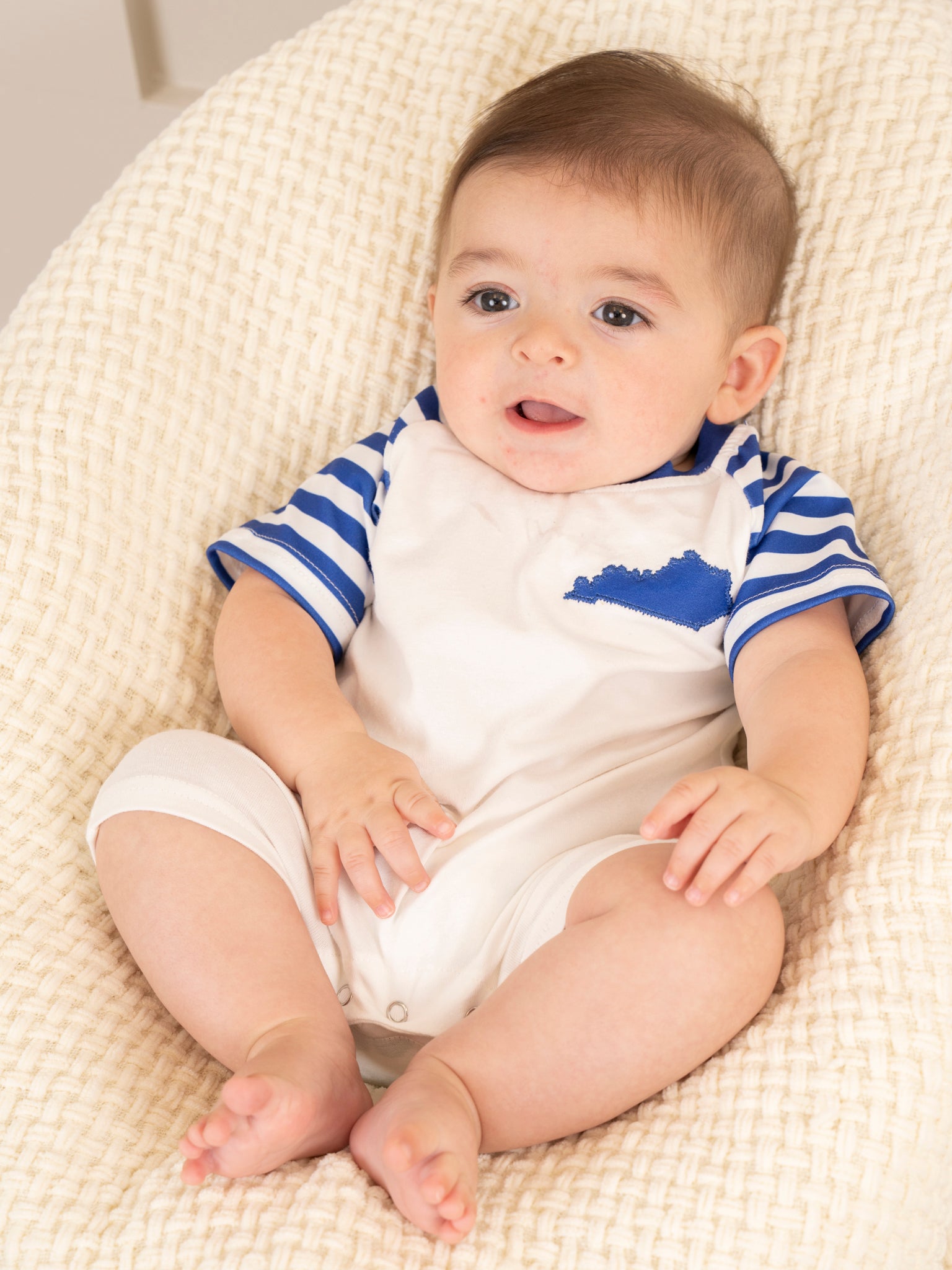 KY Blue Striped Romper - Marie Nicole Clothing