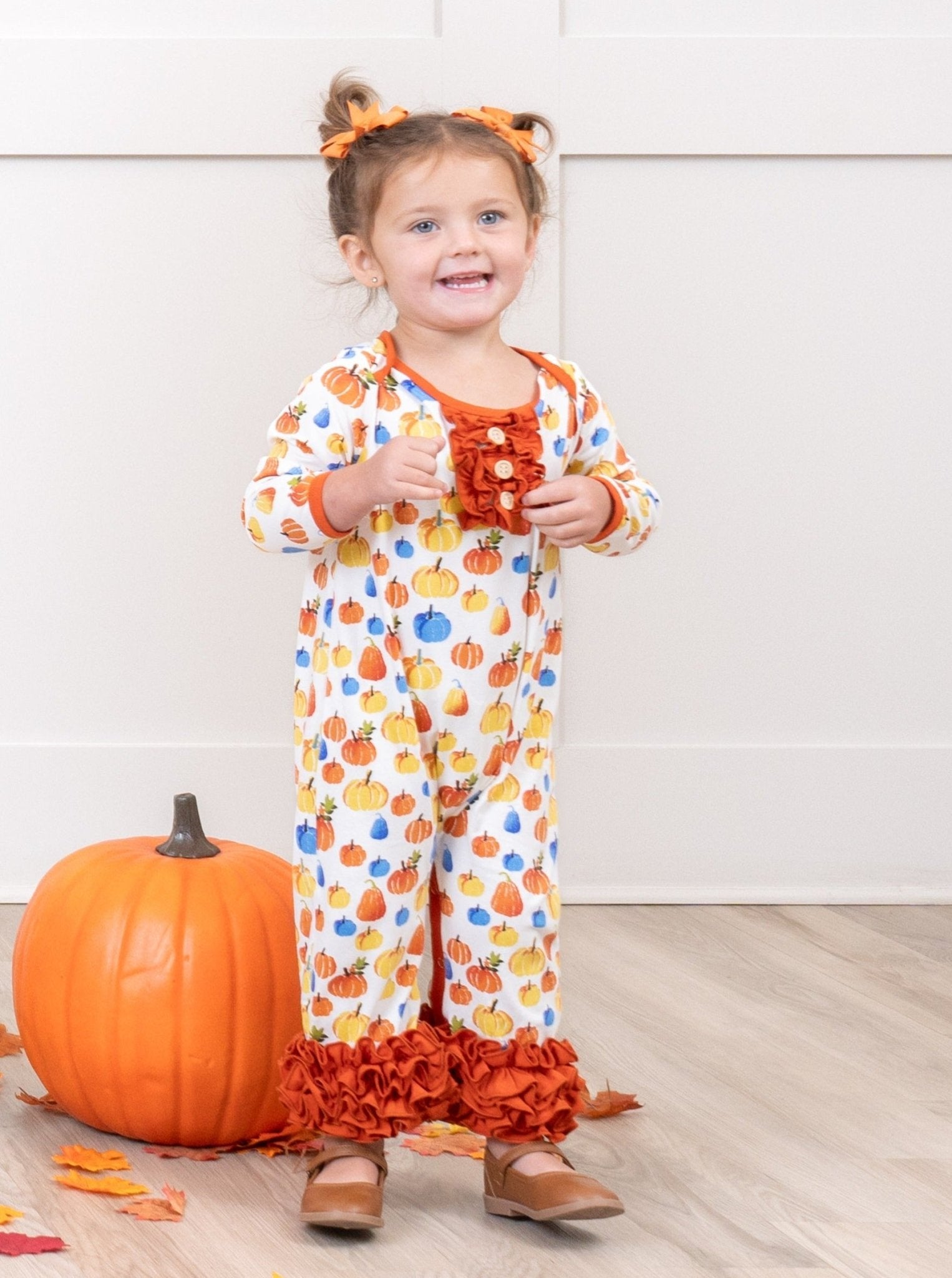 Party Pumpkins Icing Ruffle Romper - Marie Nicole Clothing