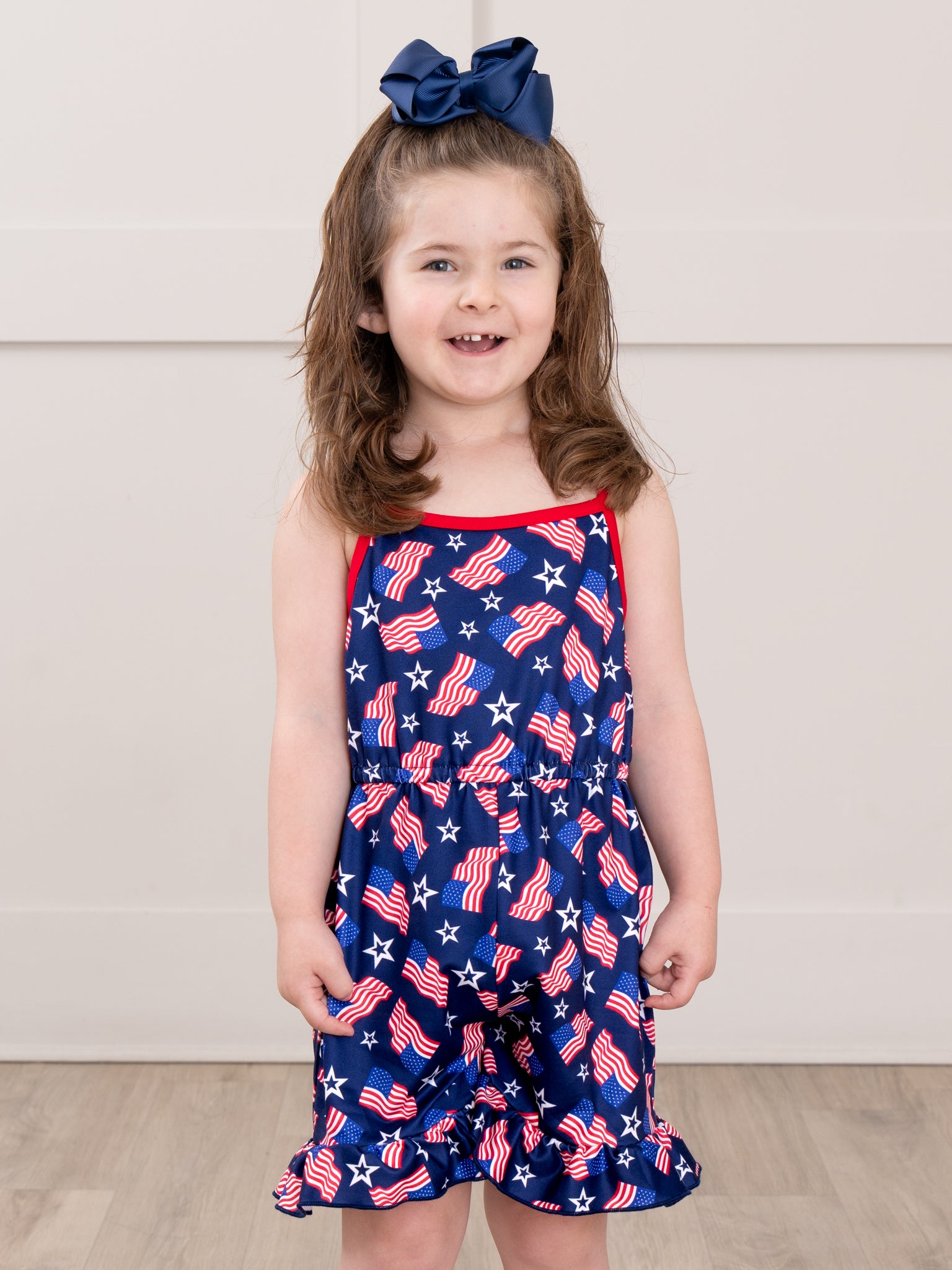 Little Patriot Flag Ruffle Jumpsuit - Marie Nicole Clothing