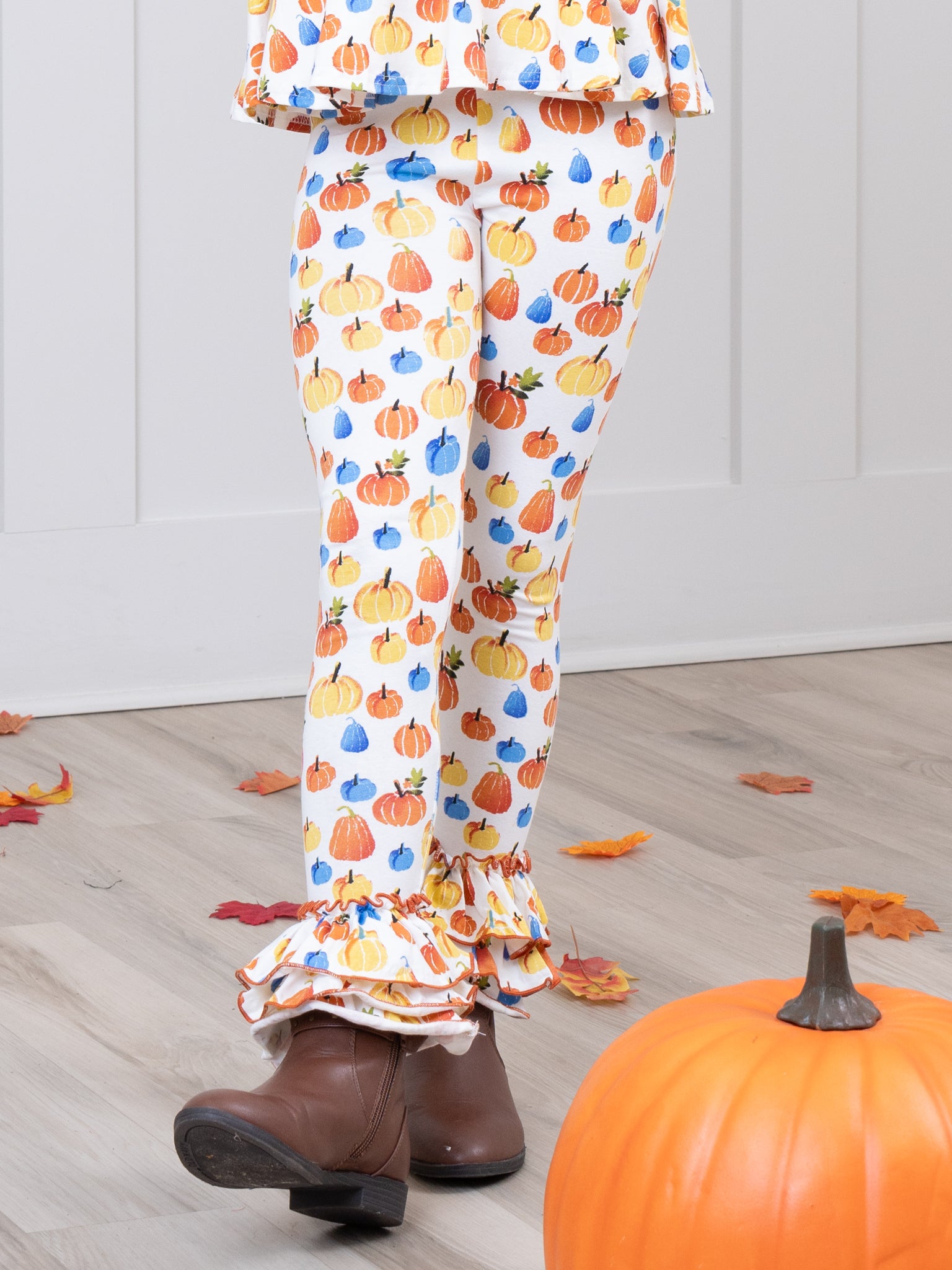 Party Pumpkins Bell Ruffle Leggings - Marie Nicole Clothing