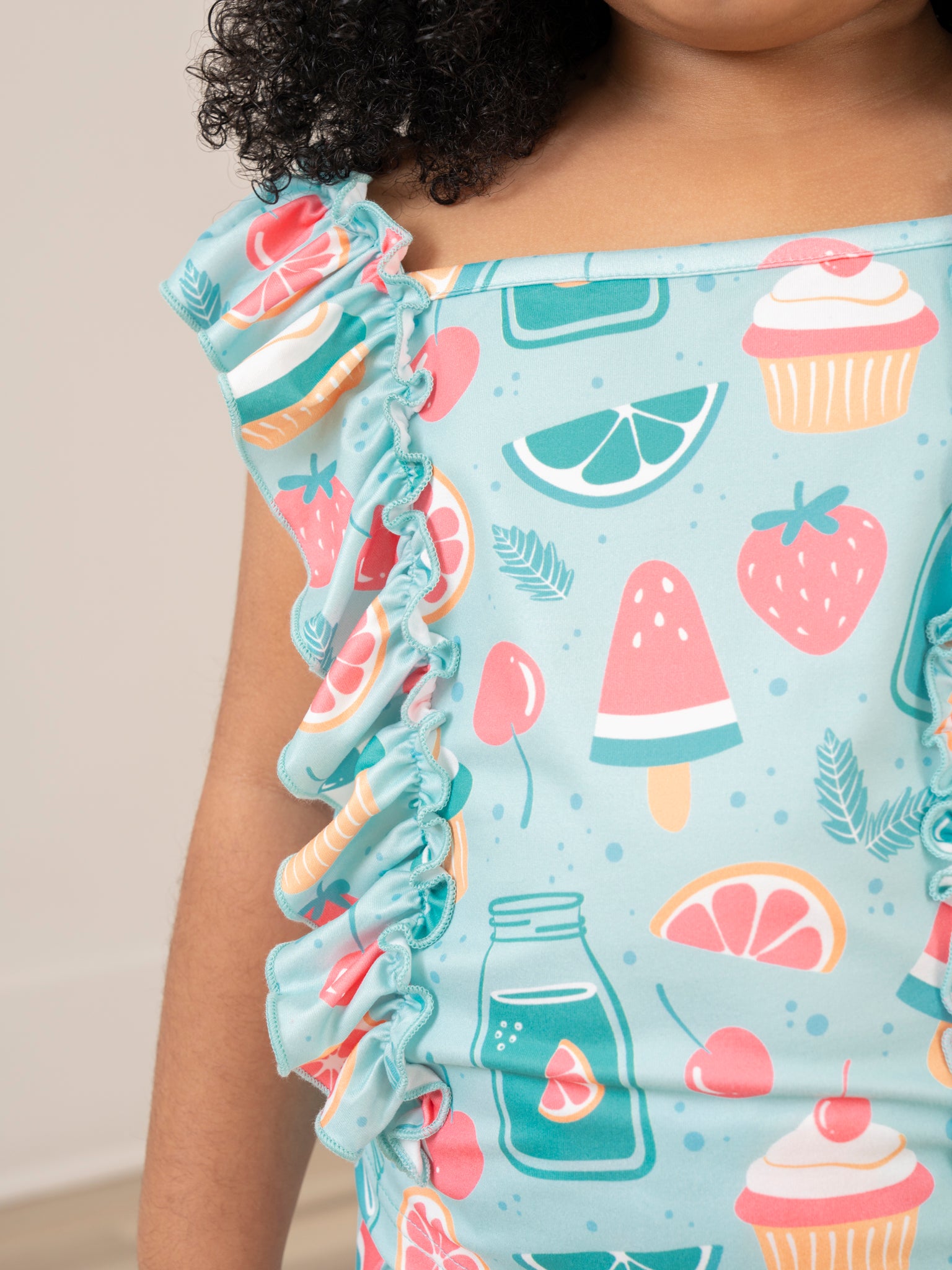 Teal Summer Treats Ruffle Outfit - Marie Nicole Clothing
