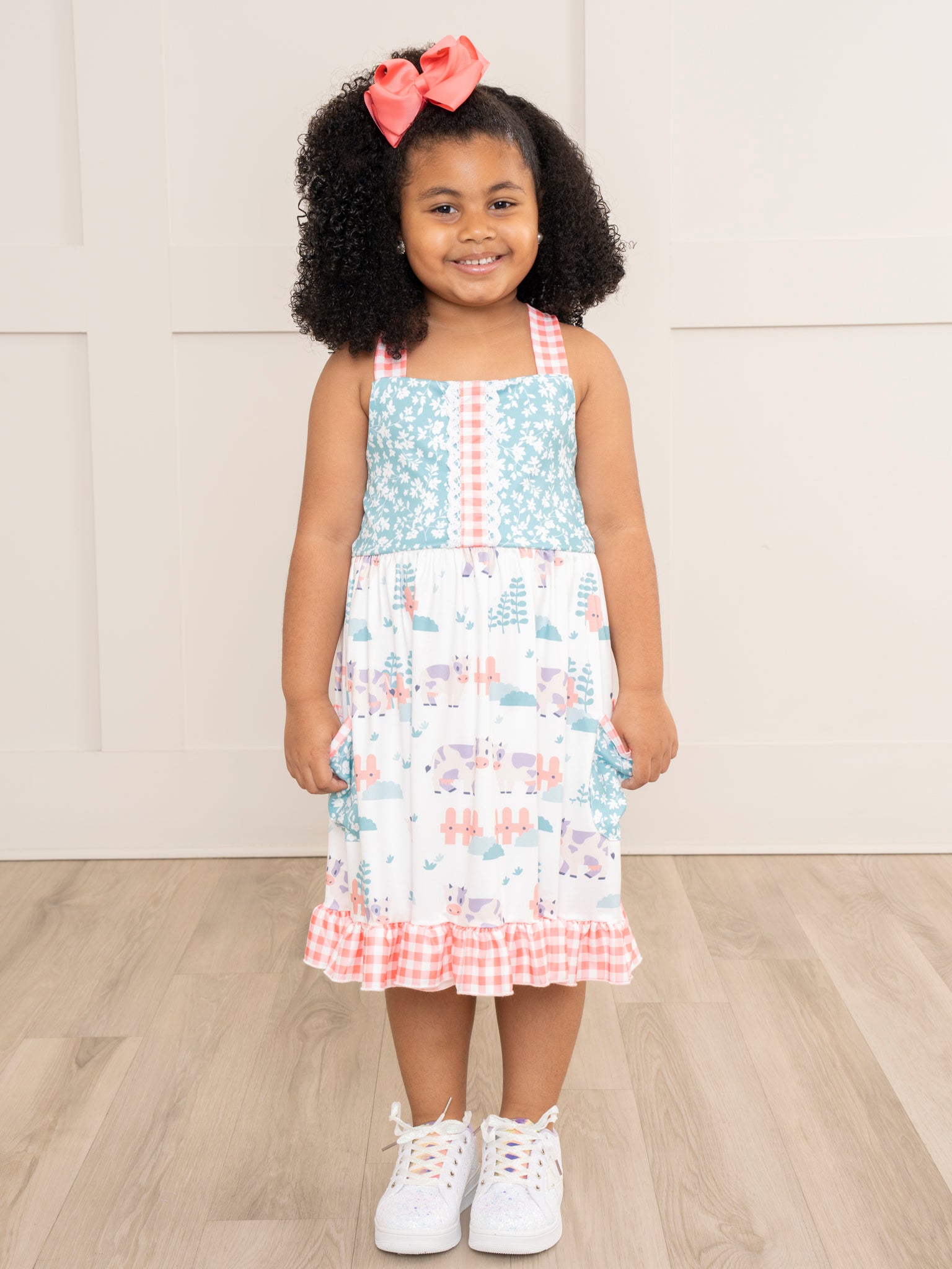 Farm Friends & Florals Ruffle Dress - Marie Nicole Clothing