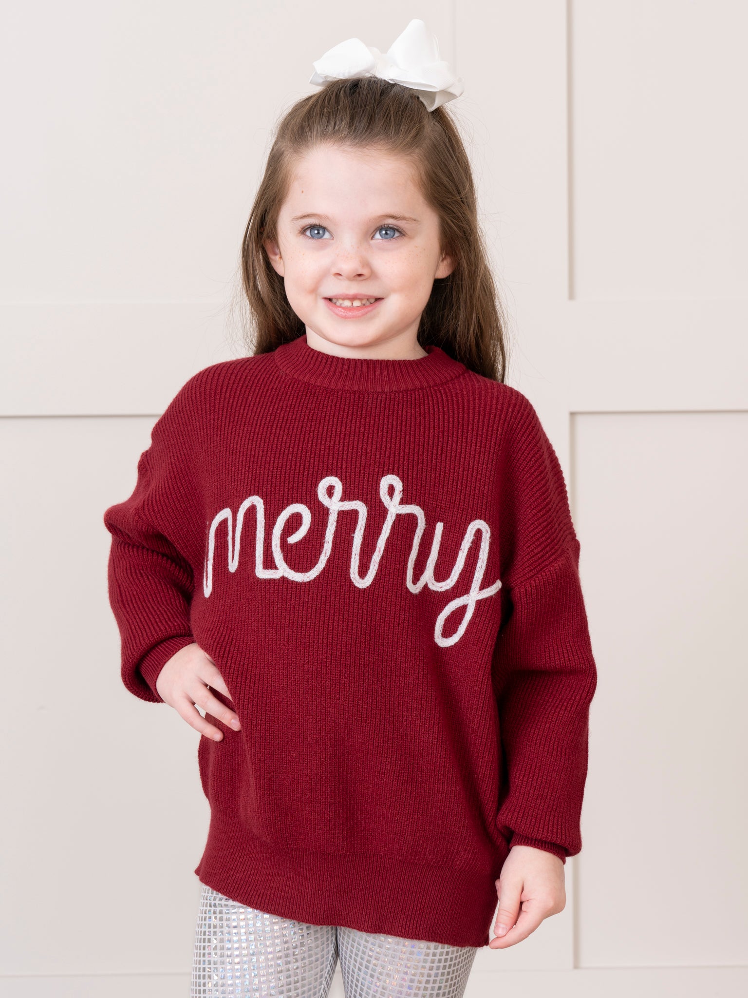 Happy Christmas Embroidered Sweater - Marie Nicole Clothing