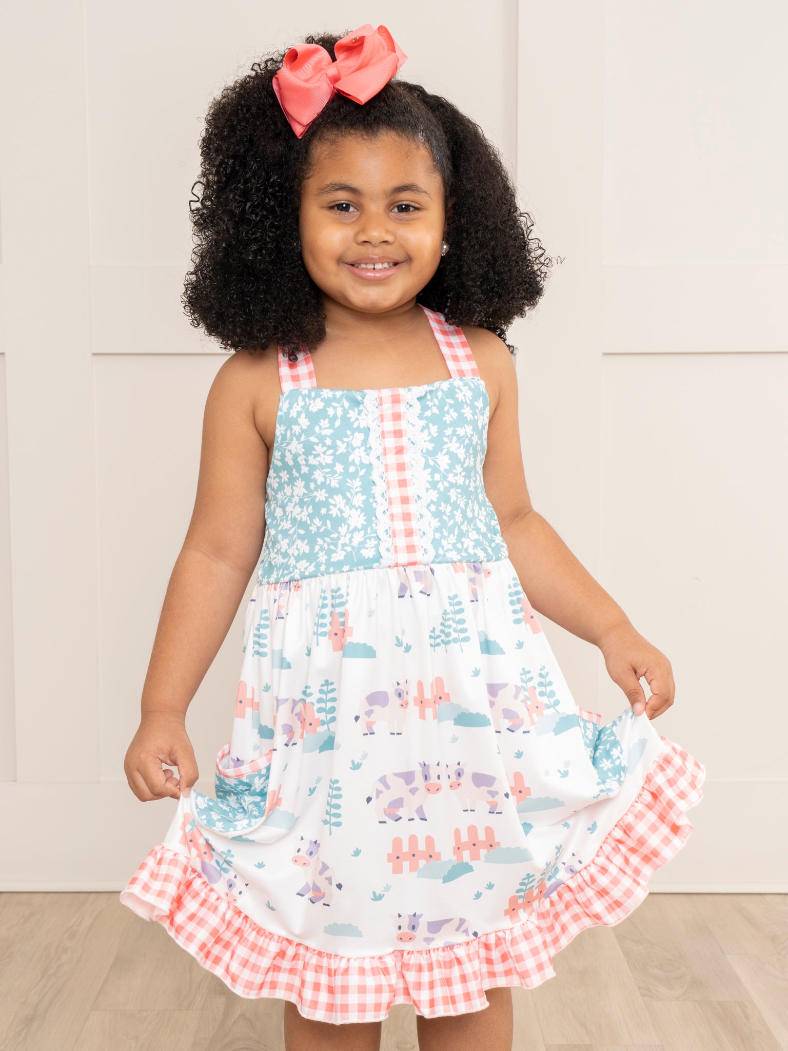 Farm Friends & Florals Ruffle Dress - Marie Nicole Clothing
