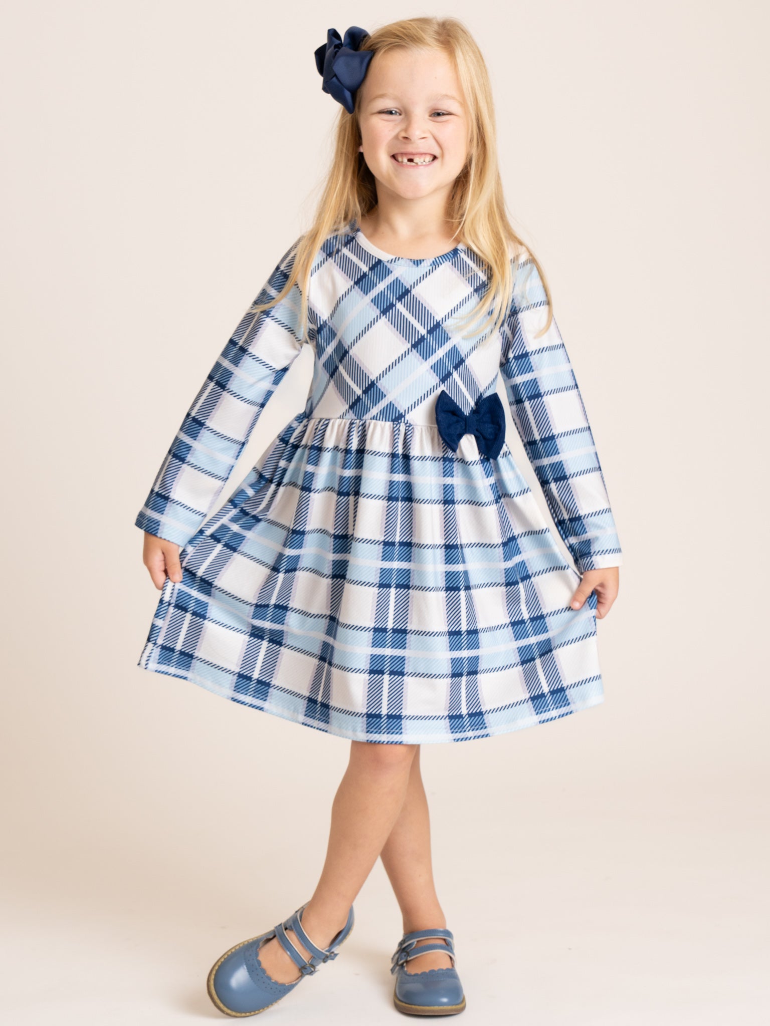 Plaid Prep Bow Dress - Marie Nicole Clothing