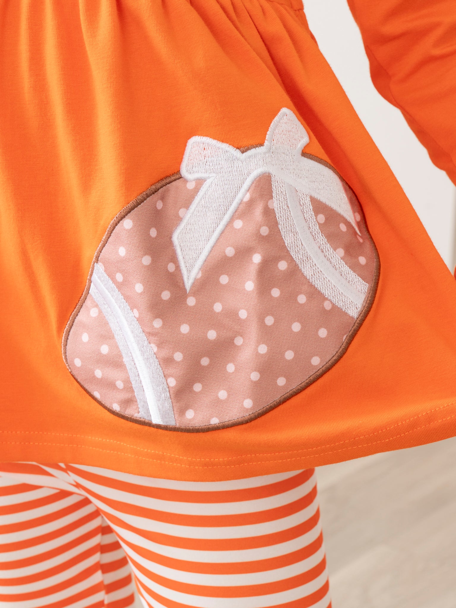 Orange Embroidered Football Ruffle Outfit - Marie Nicole Clothing