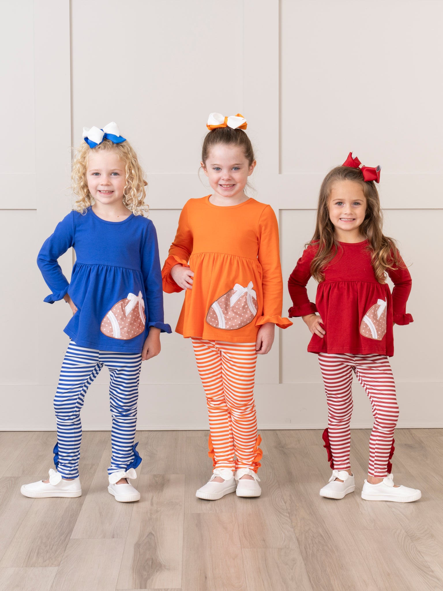 Orange Embroidered Football Ruffle Outfit - Marie Nicole Clothing