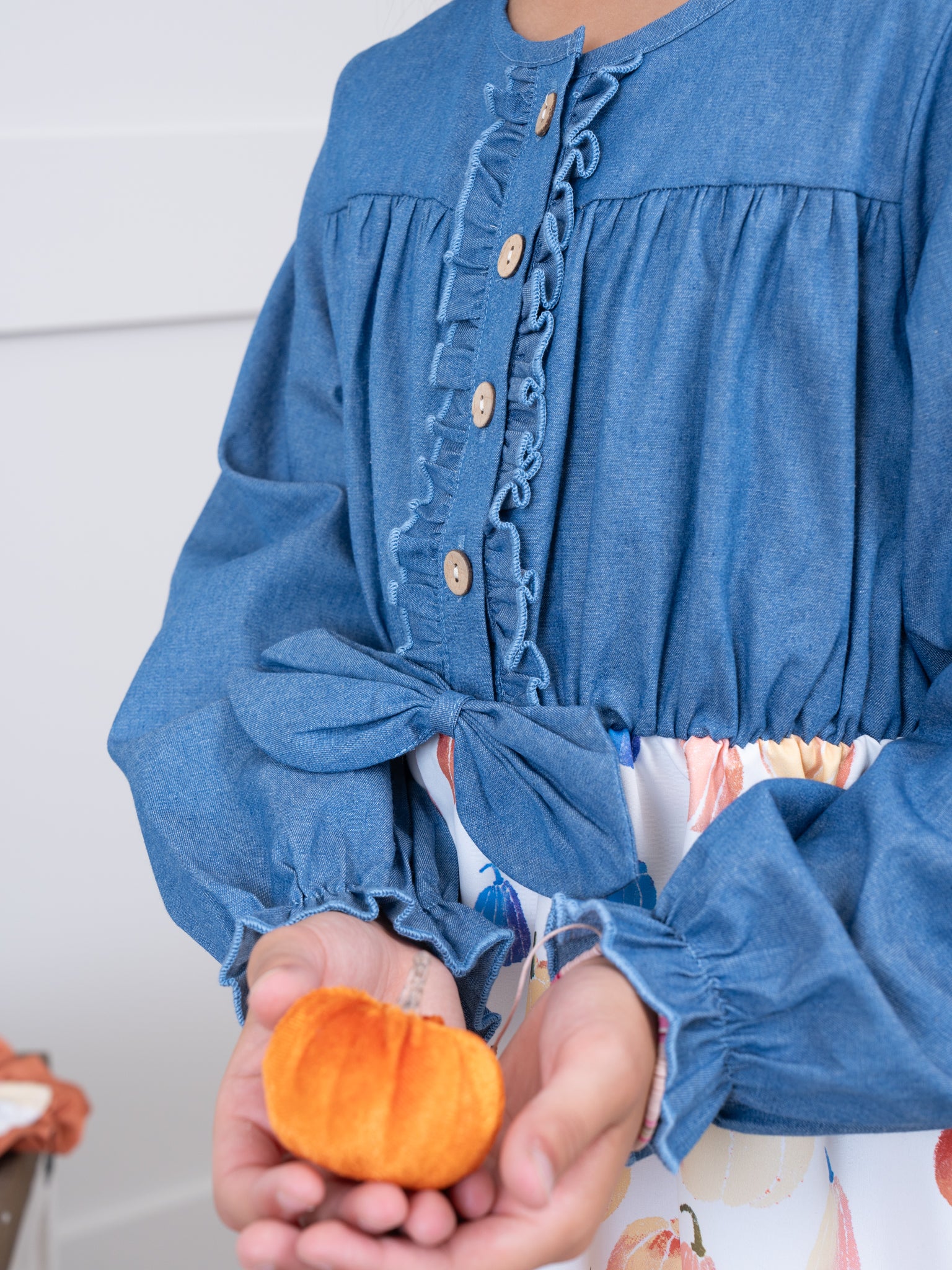 Party Pumpkins Chambray Dress - Marie Nicole Clothing