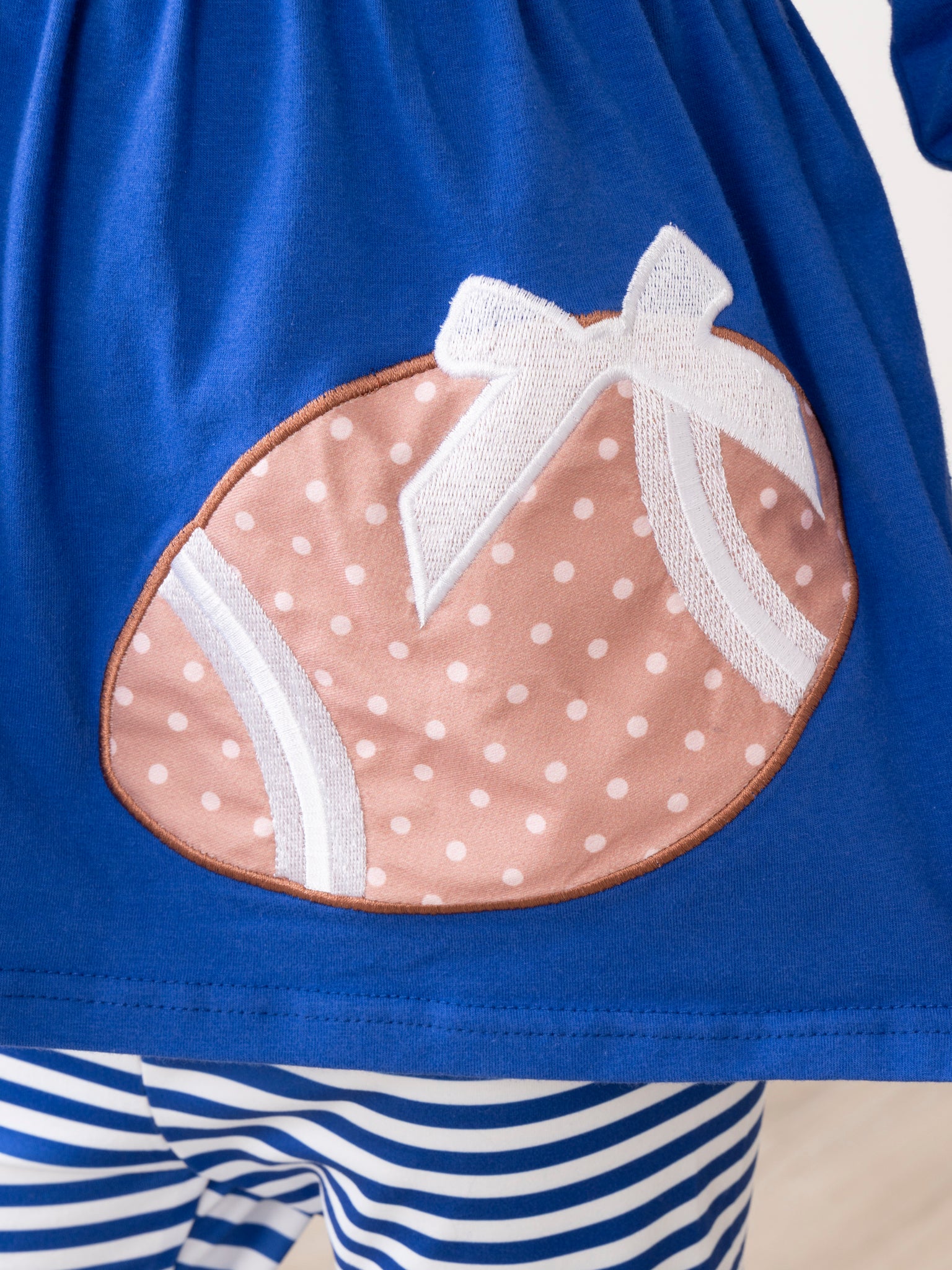 Blue Embroidered Football Ruffle Outfit - Marie Nicole Clothing