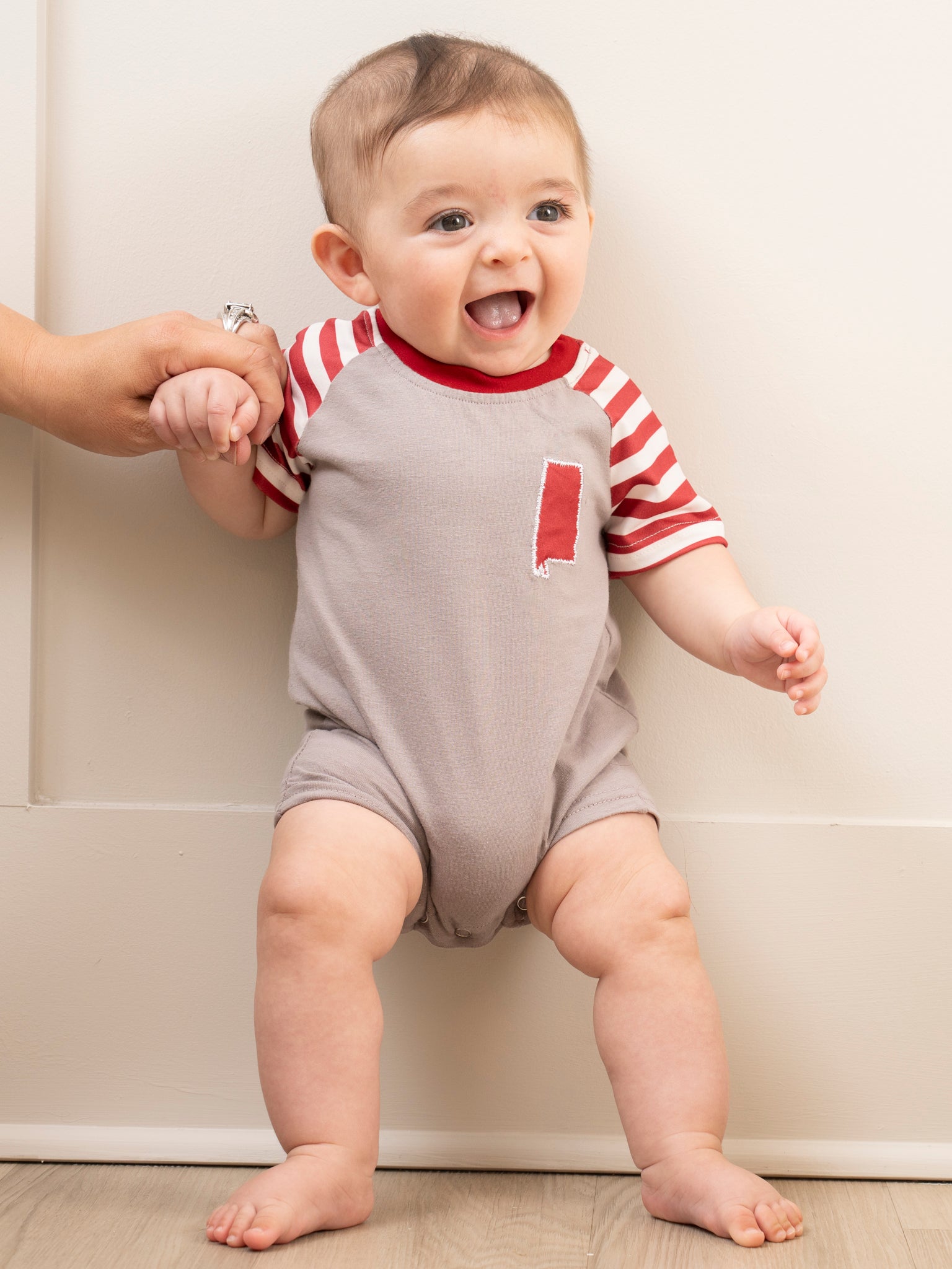 AL Crimson Striped Romper - Marie Nicole Clothing