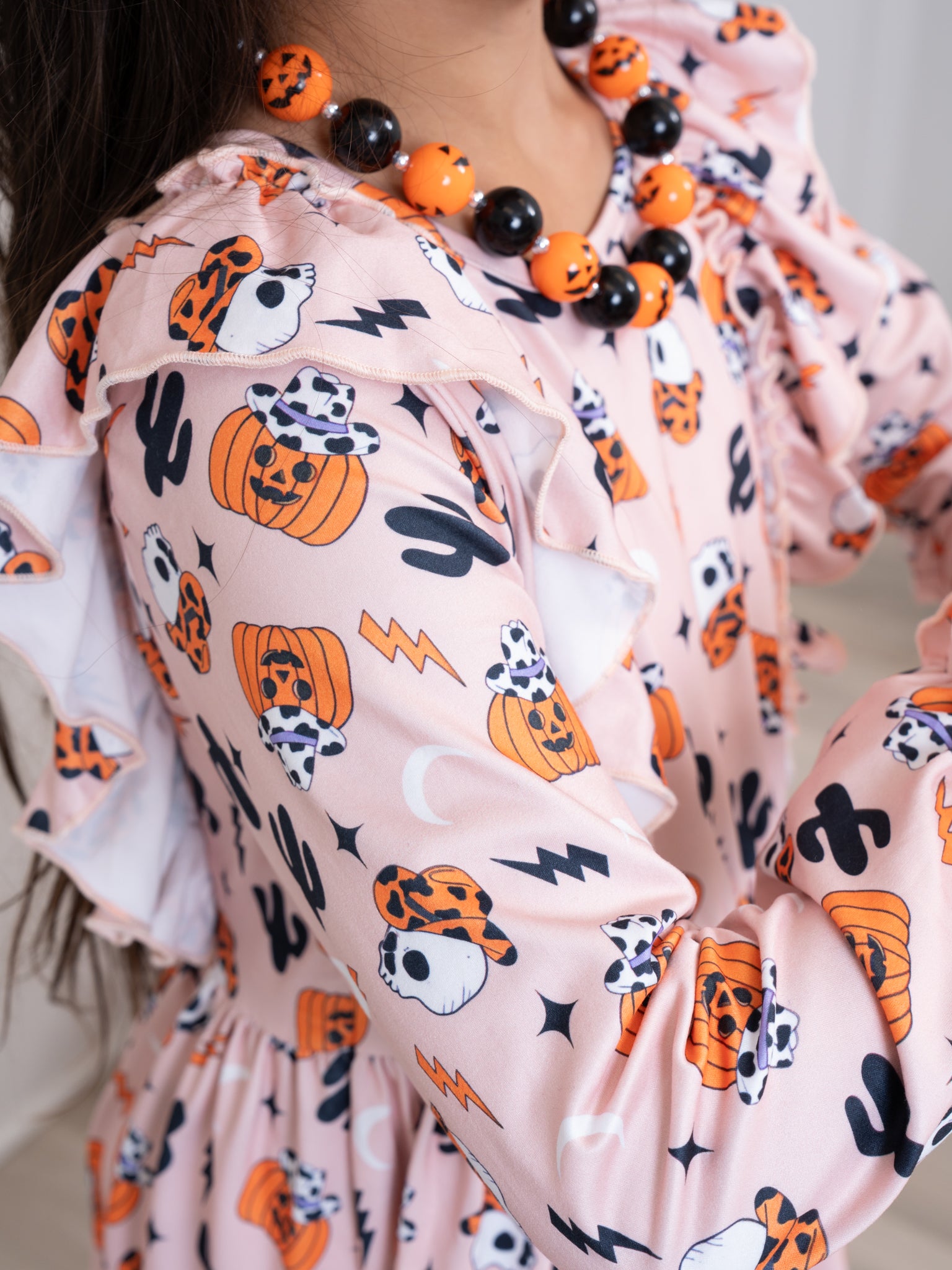 Happy Halloween Ruffle Dress - Marie Nicole Clothing