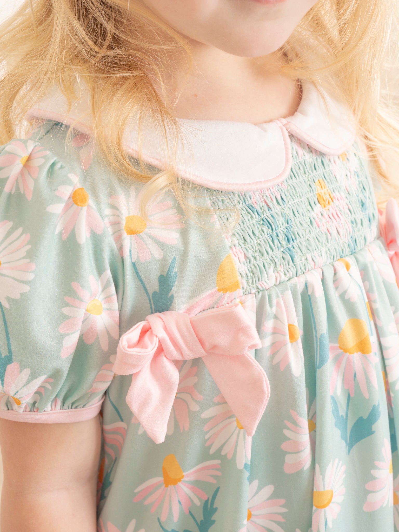 Sweet Green Daisies Ruffle Dress - Marie Nicole Clothing