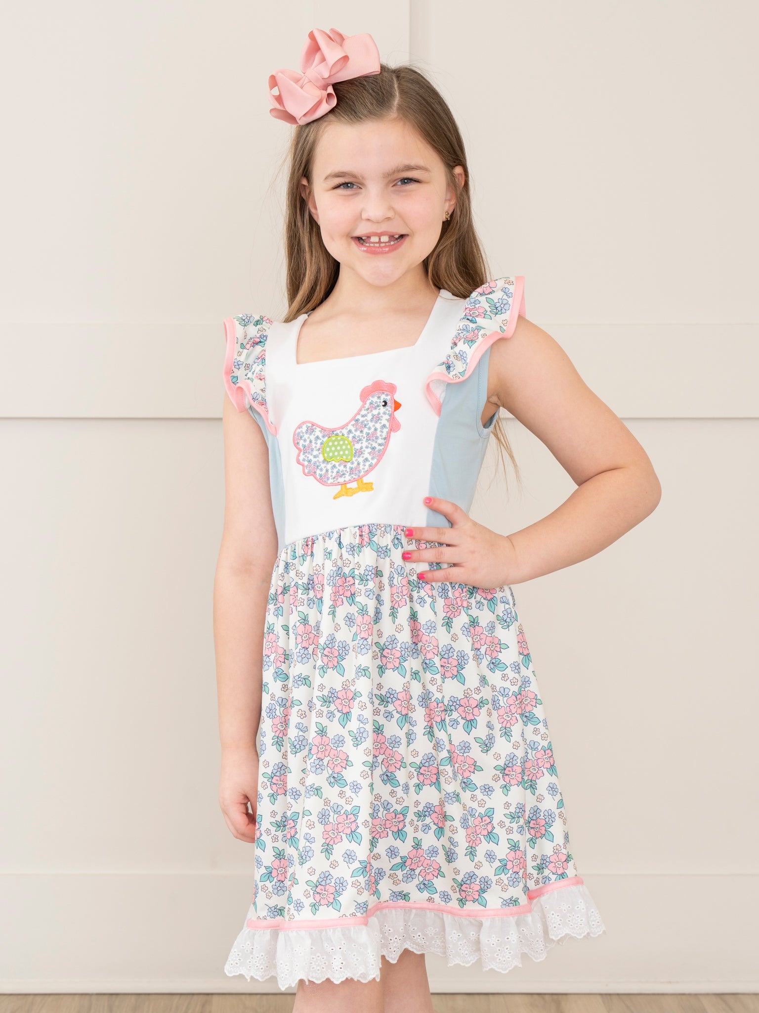 Floral Chicken Lacy Ruffle Dress - Marie Nicole Clothing