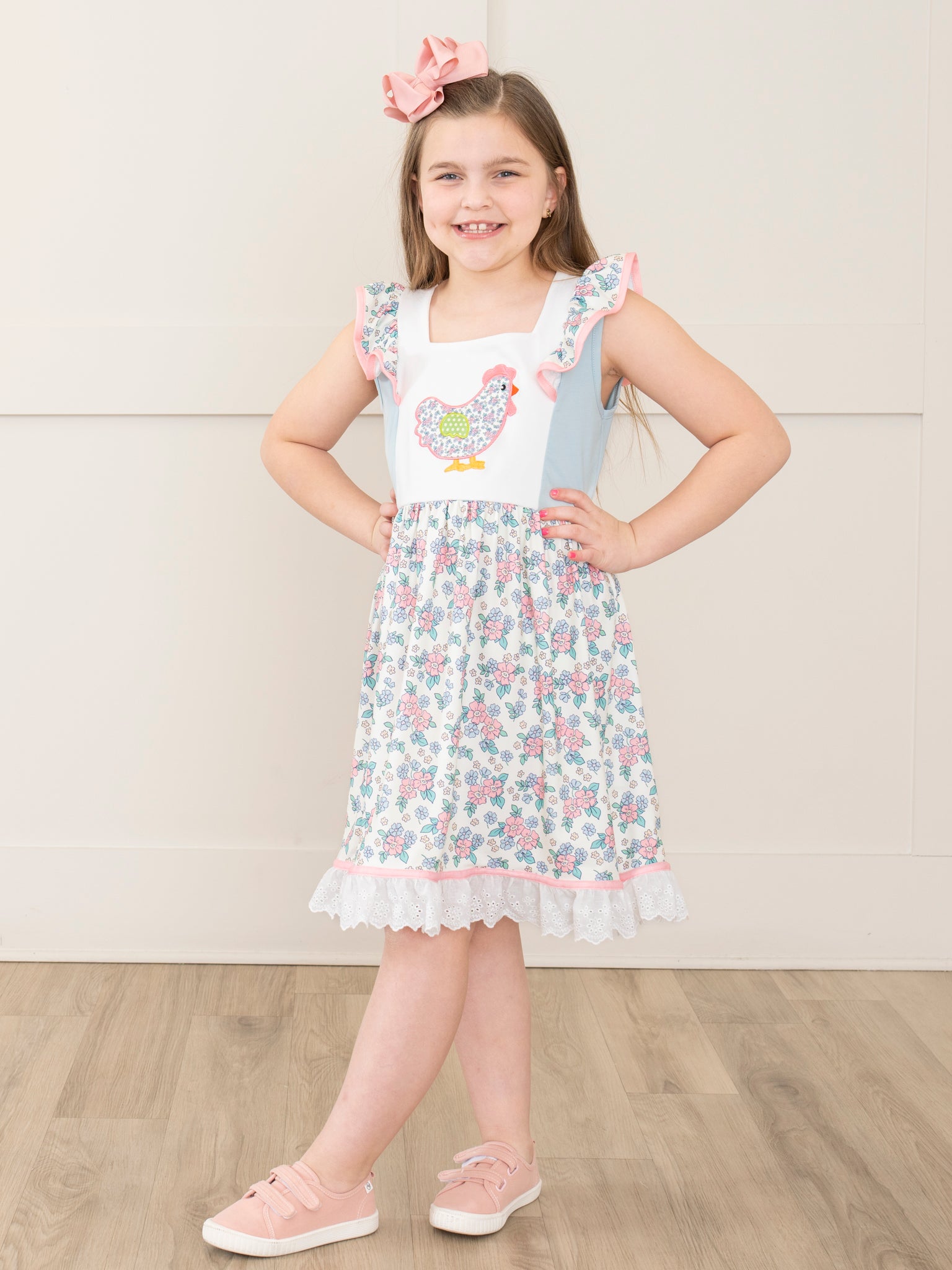 Floral Chicken Lacy Ruffle Dress - Marie Nicole Clothing