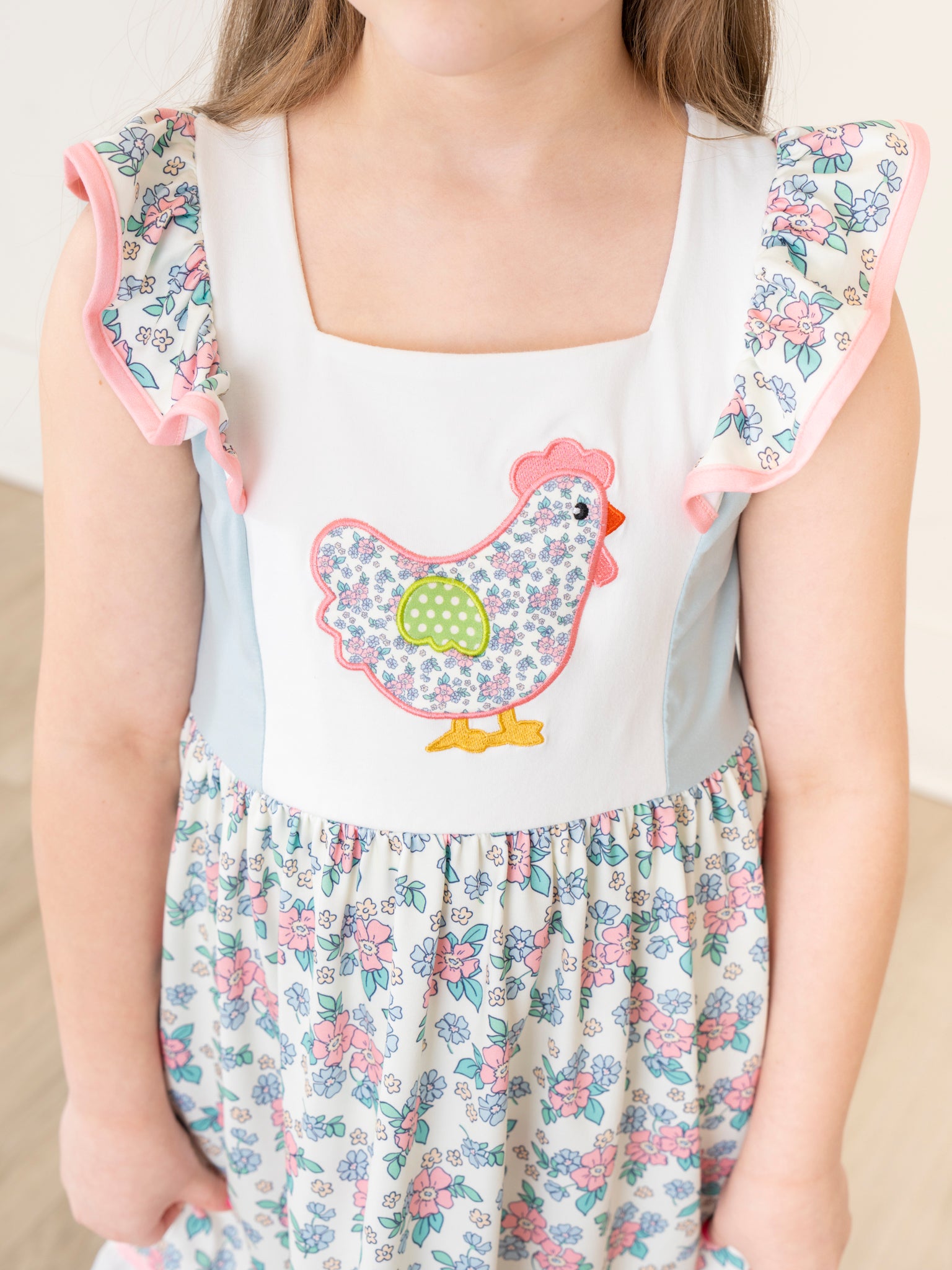 Floral Chicken Lacy Ruffle Dress - Marie Nicole Clothing
