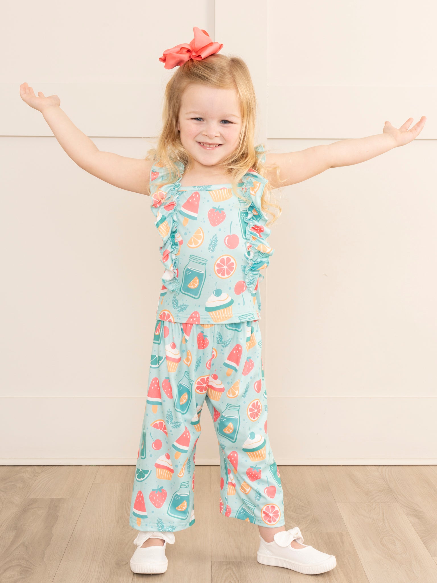 Teal Summer Treats Ruffle Outfit - Marie Nicole Clothing
