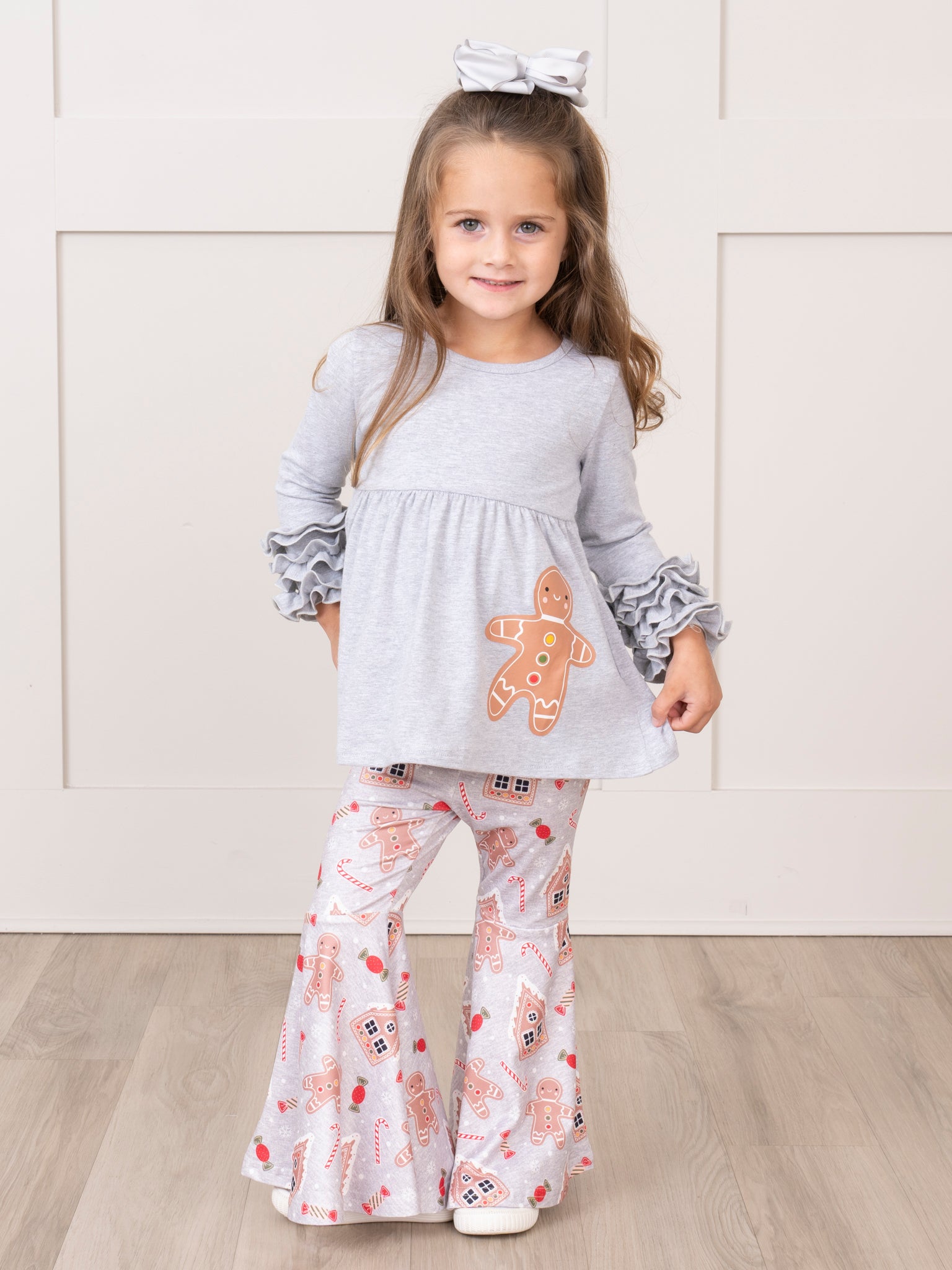 Grey Gingerbread Bell Bottom Outfit - Marie Nicole Clothing