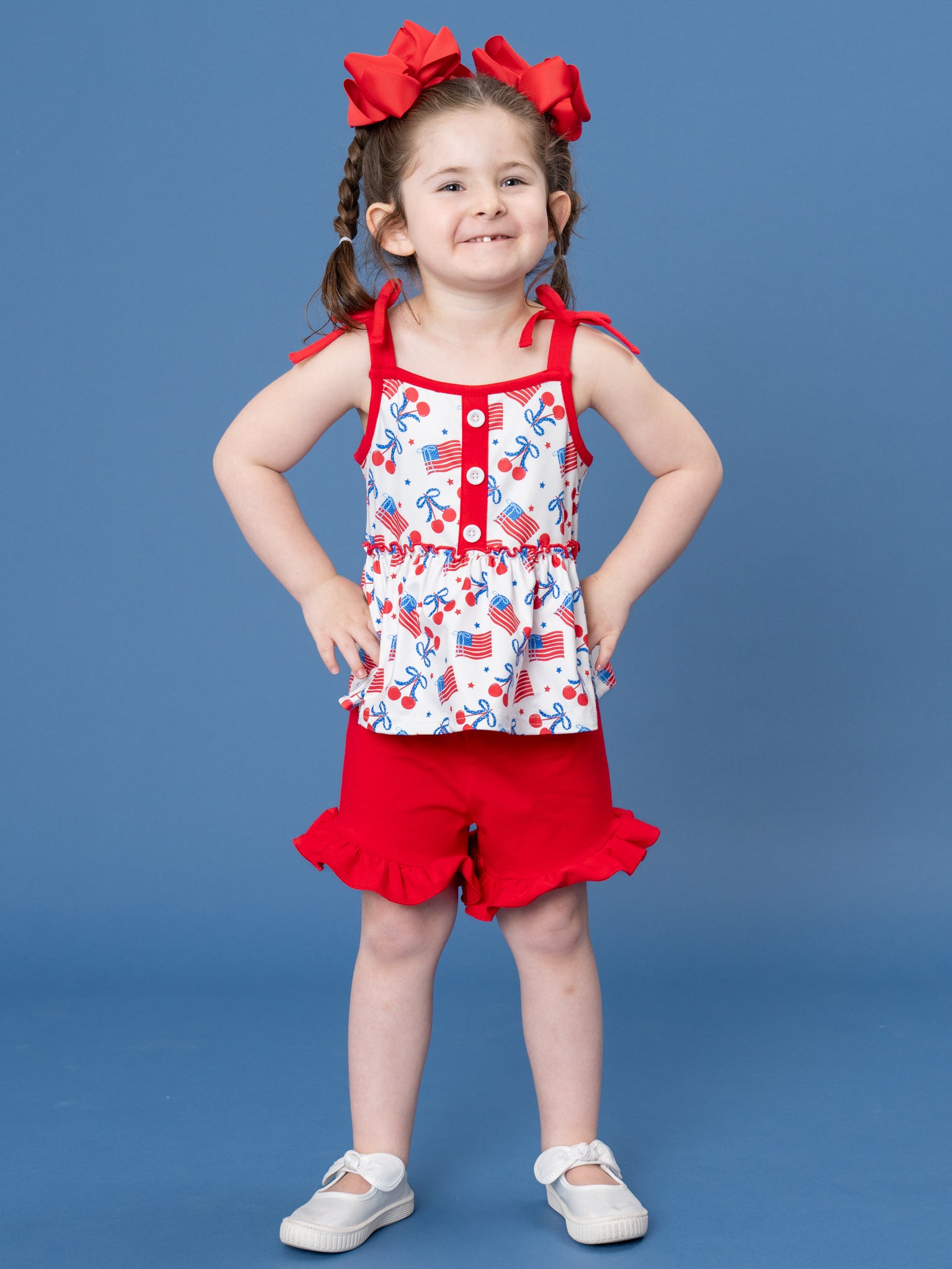 Cherry Flag Ruffle Outfit - Marie Nicole Clothing