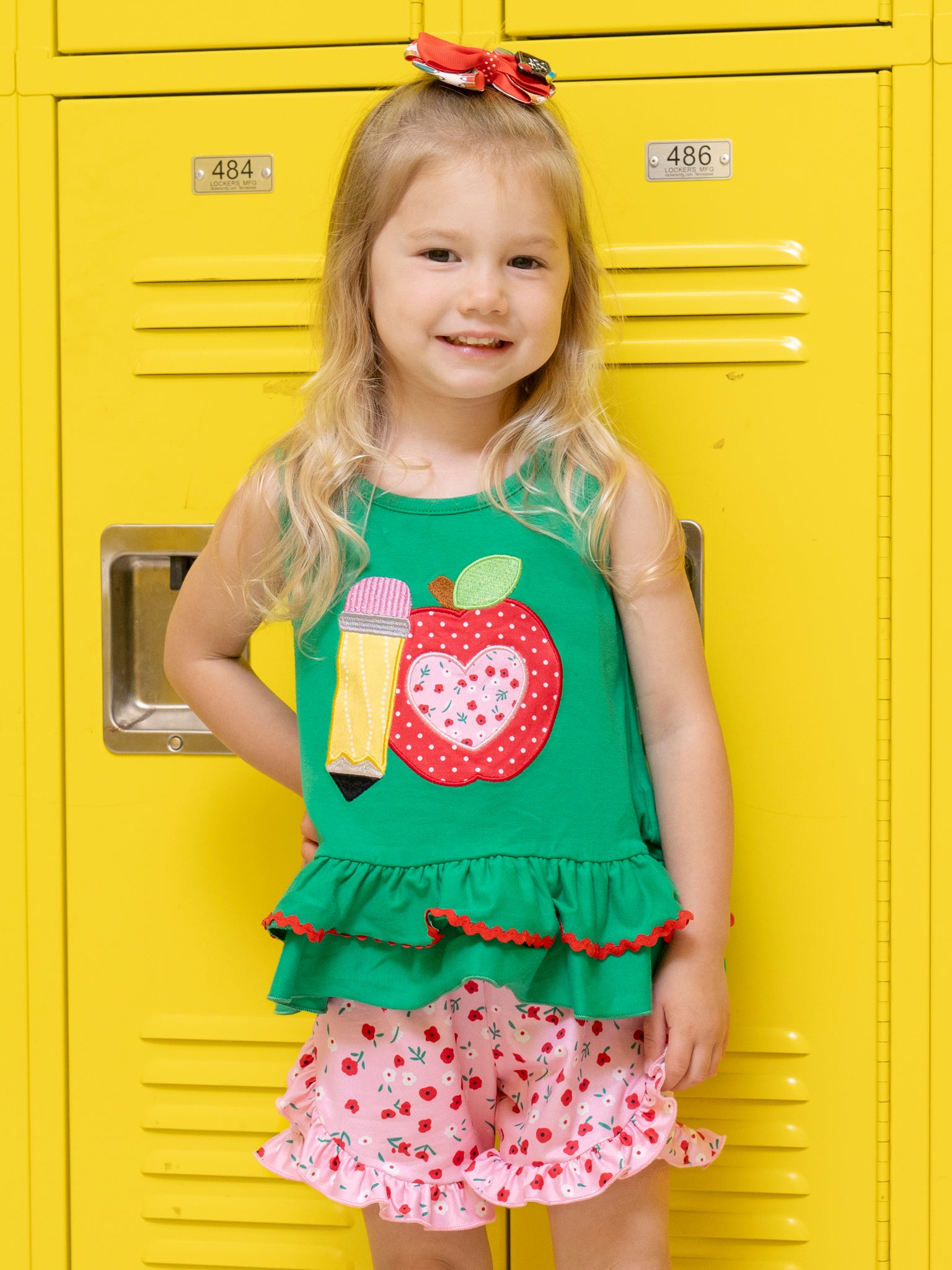 Embroidered School Day Floral Ruffle Outfit - Marie Nicole Clothing