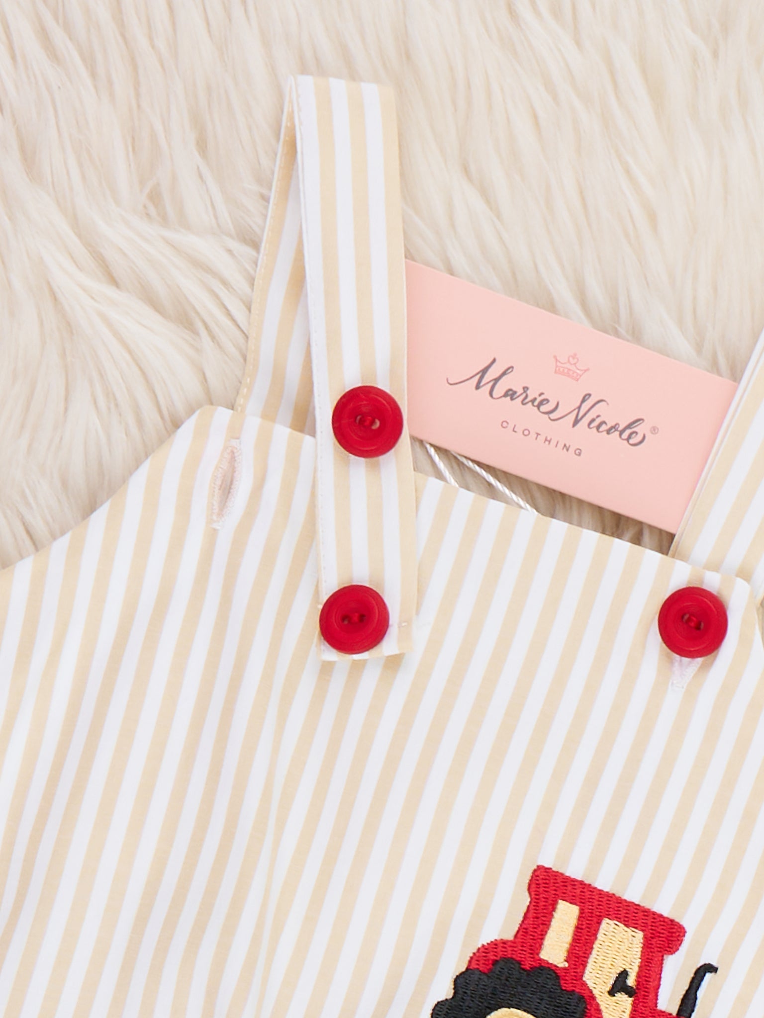 Embroidered Tractor 100% Cotton Johnny - Marie Nicole Clothing