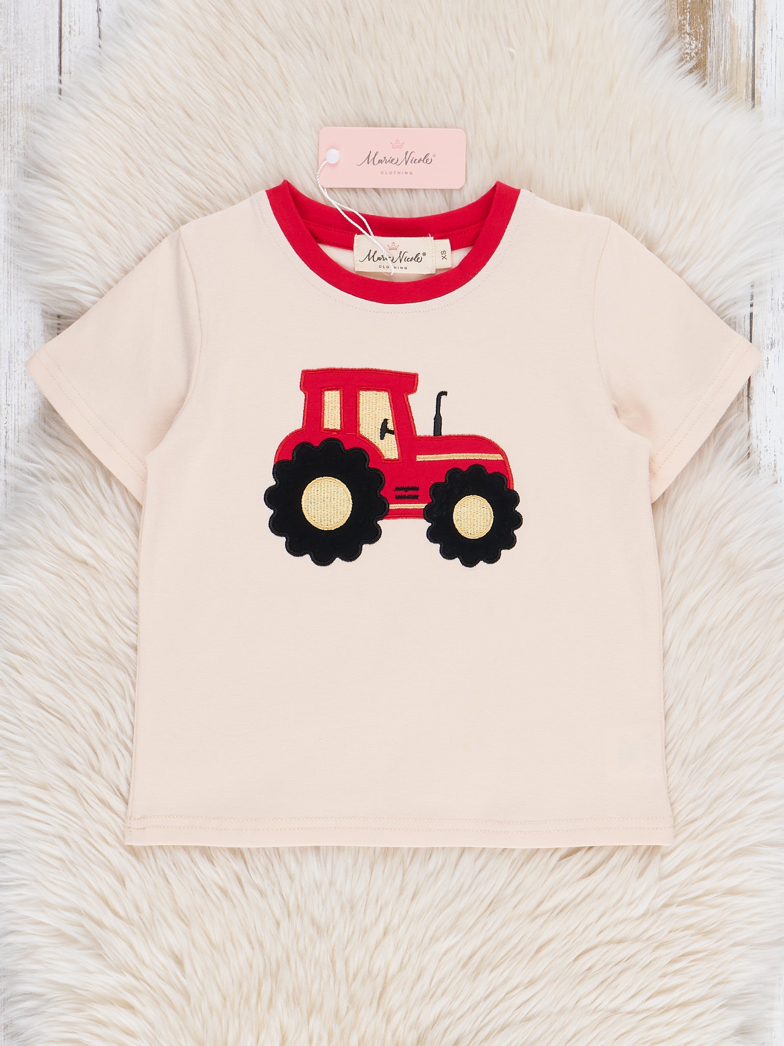 Embroidered Tractor Cotton Shirt - Marie Nicole Clothing