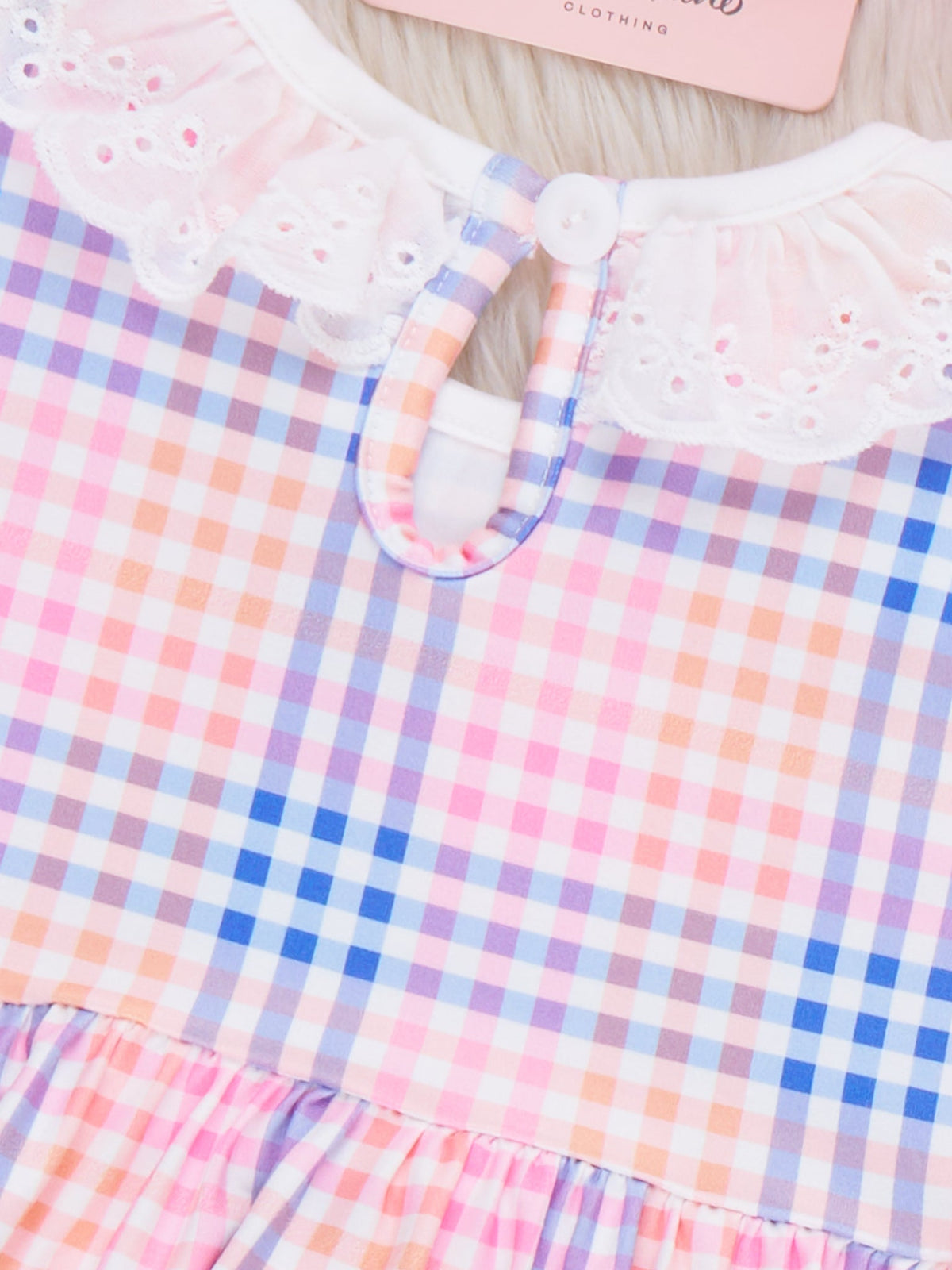 Pastel Plaid Smocked Lace Ruffle Dress - Marie Nicole Clothing