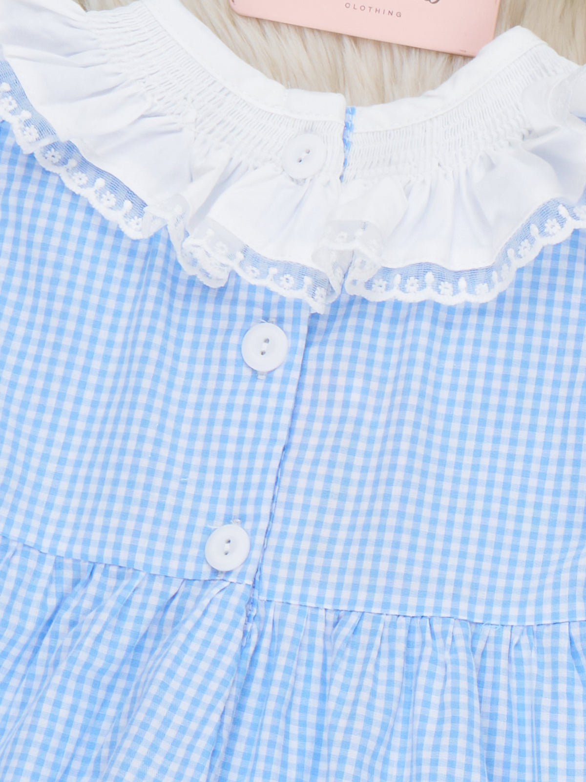 Garden Blossom Embroidered Gingham Ruffle Dress - Marie Nicole Clothing