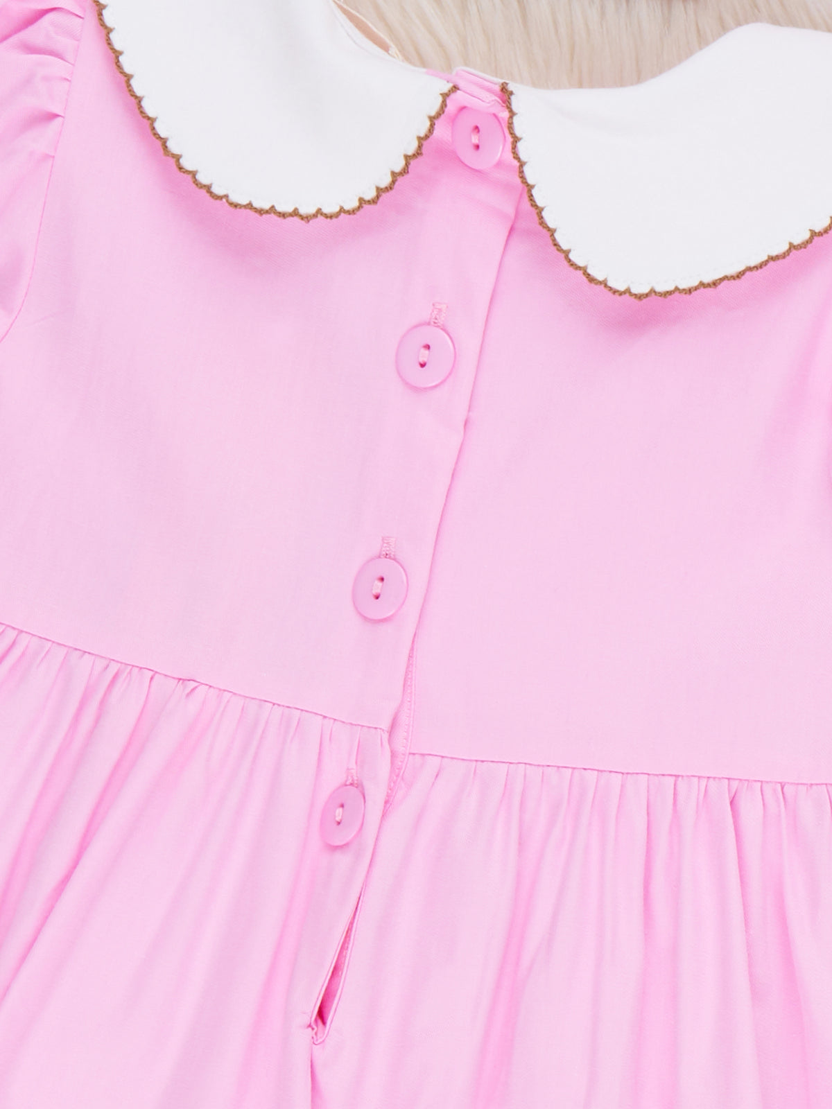 Gingerbread 100% Cotton Smocked Collared Dress - Marie Nicole Clothing