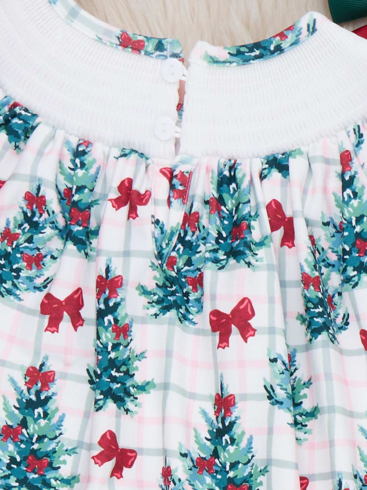 "Merry & Bright" Christmas Tree Smocked Dress - Marie Nicole Clothing
