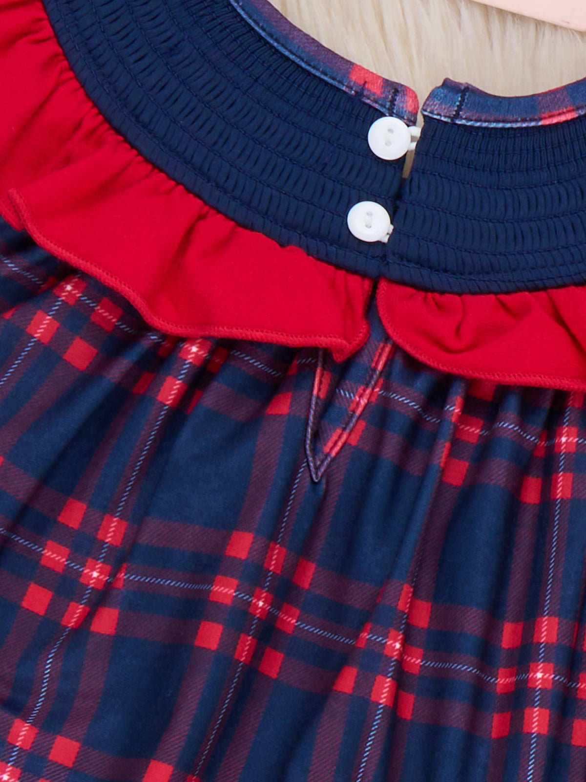 Christmas Holly Smocked Plaid Ruffle Dress - Marie Nicole Clothing