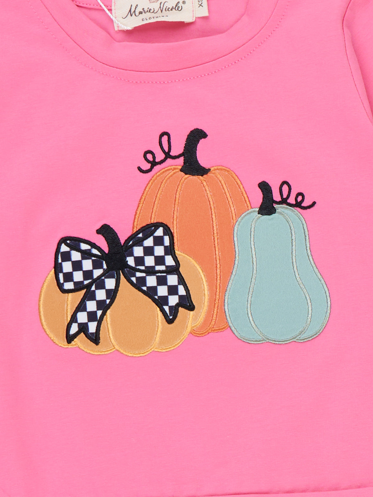 Check Pumpkin Embroidered Bell Bottom Outfit - Marie Nicole Clothing