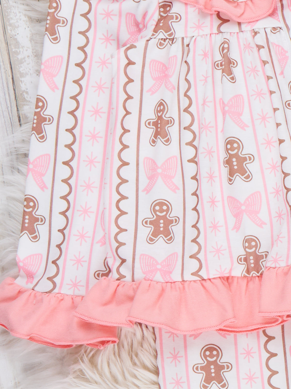 Sweet Gingerbread Collar Ruffle Pajamas - Marie Nicole Clothing