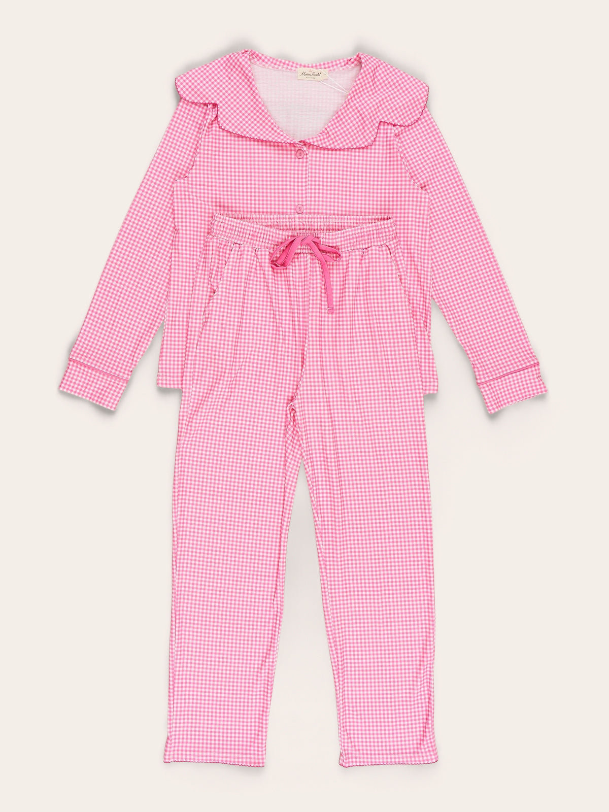 Mom & Me Cozy Pumpkin Gingham Embroidered Pajama - Marie Nicole Clothing