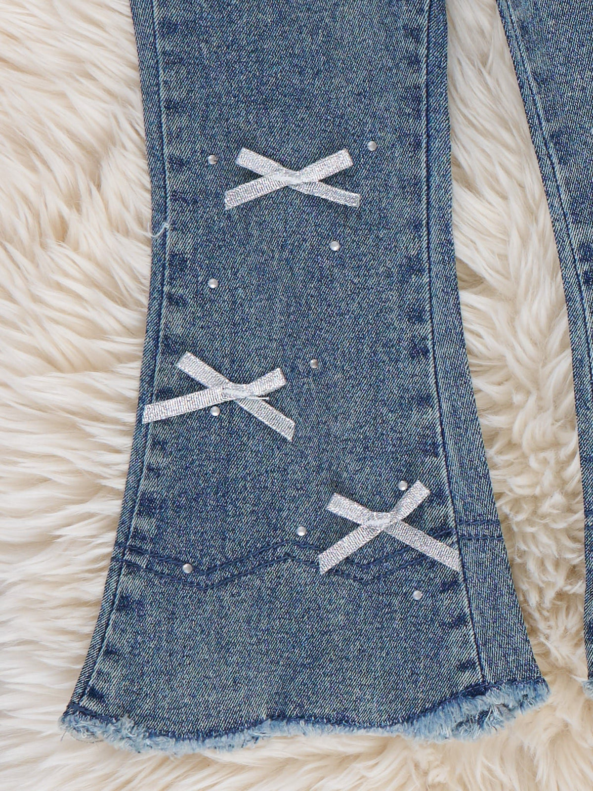 Groovy Cowgirl Crisscross Ribbon Bell Bottom Jeans - Marie Nicole Clothing