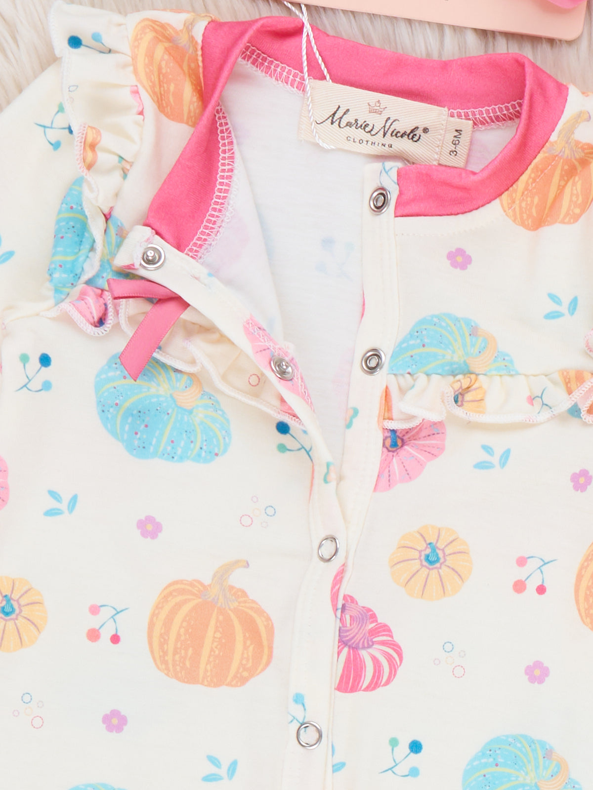 Playful Pumpkins Ruffle Footed Sleeper Pajamas - Marie Nicole Clothing