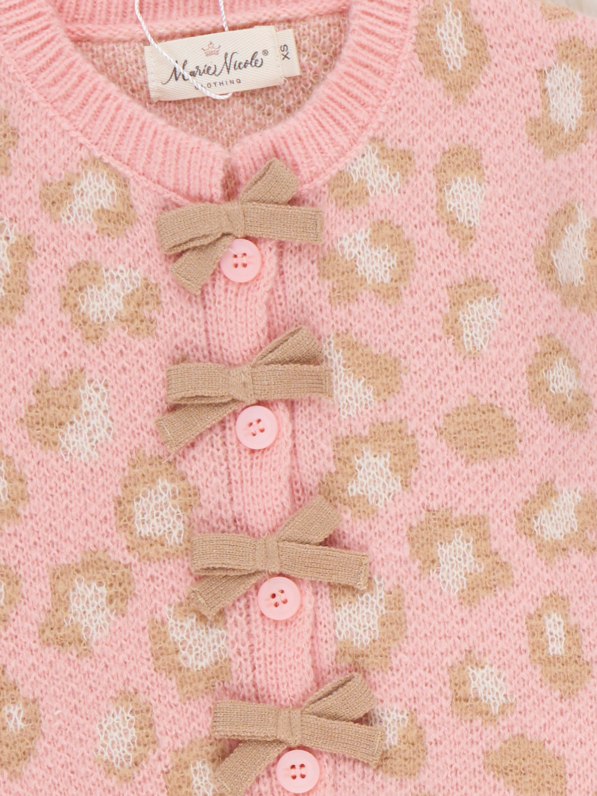 Leopard Bows Cardigan - Marie Nicole Clothing