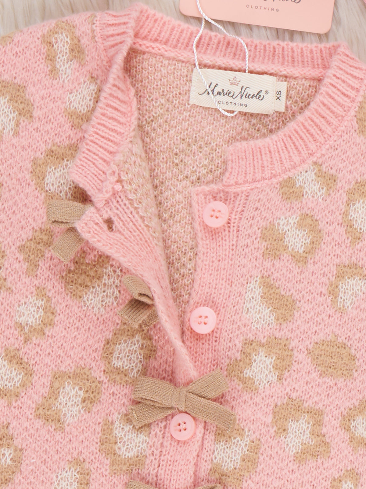 Leopard Bows Cardigan - Marie Nicole Clothing