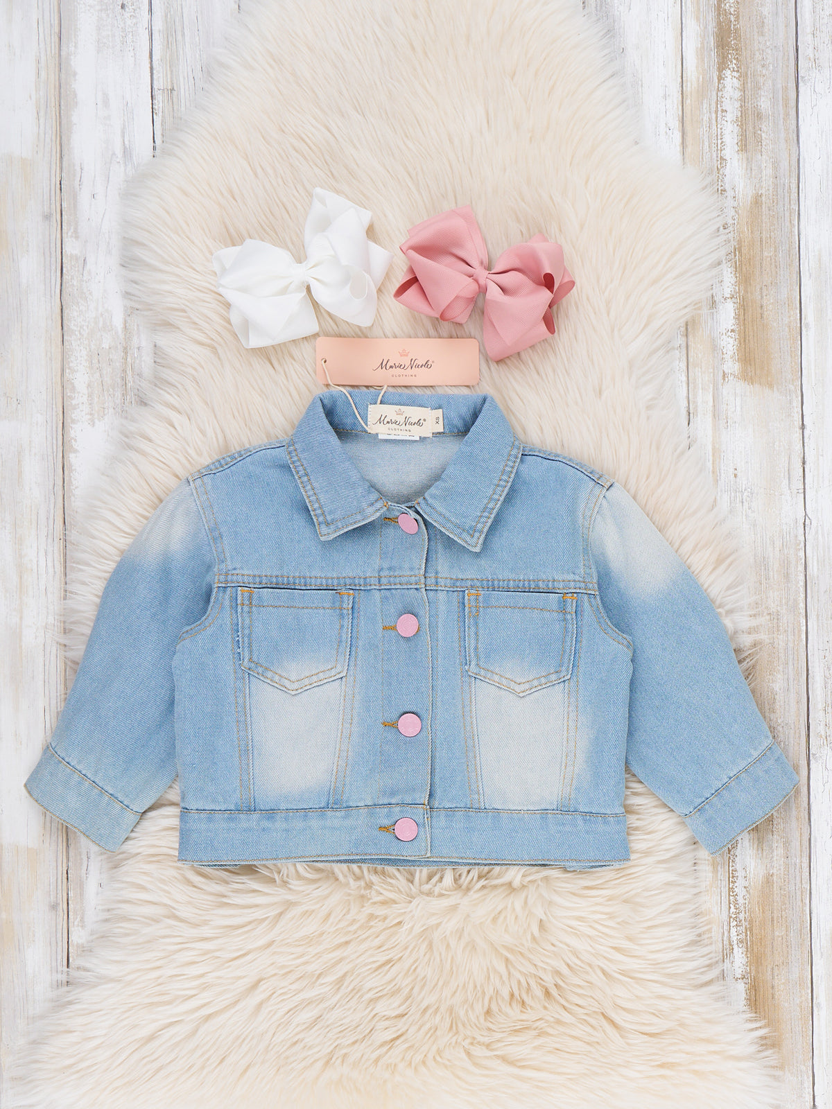Sparkle Crown Patch Denim Jacket - Marie Nicole Clothing